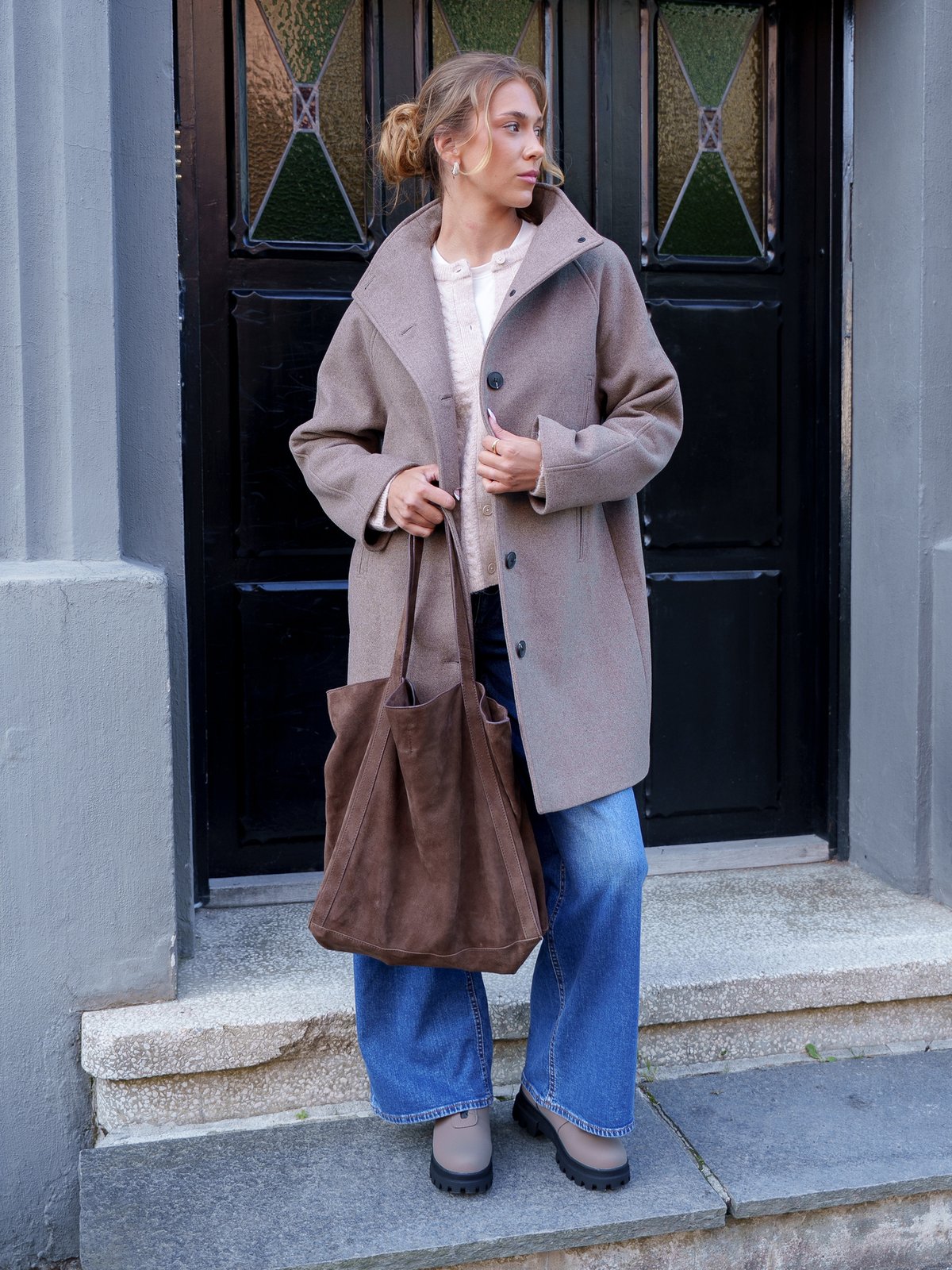 Selected Femme Zia-Vinni Wool Blend Coat Fallen Rock MELANGE