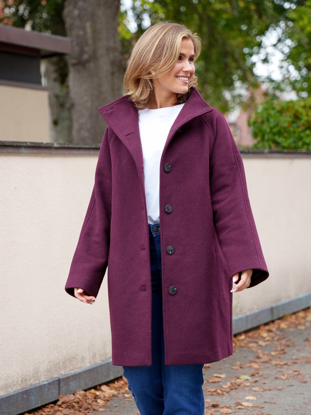Selected Femme Zia-Vinni Wool Blend Coat Tawny Port MELANGE