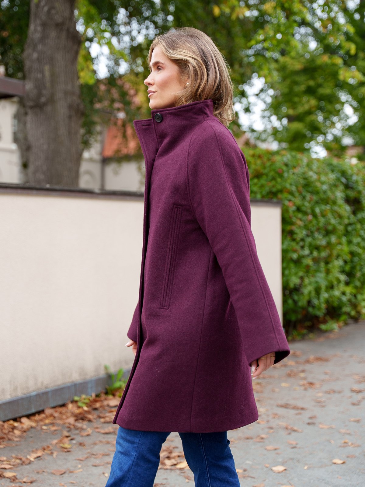 Selected Femme Zia-Vinni Wool Blend Coat Tawny Port MELANGE