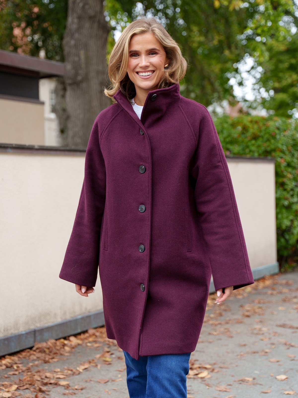 Selected Femme Zia-Vinni Wool Blend Coat Tawny Port MELANGE