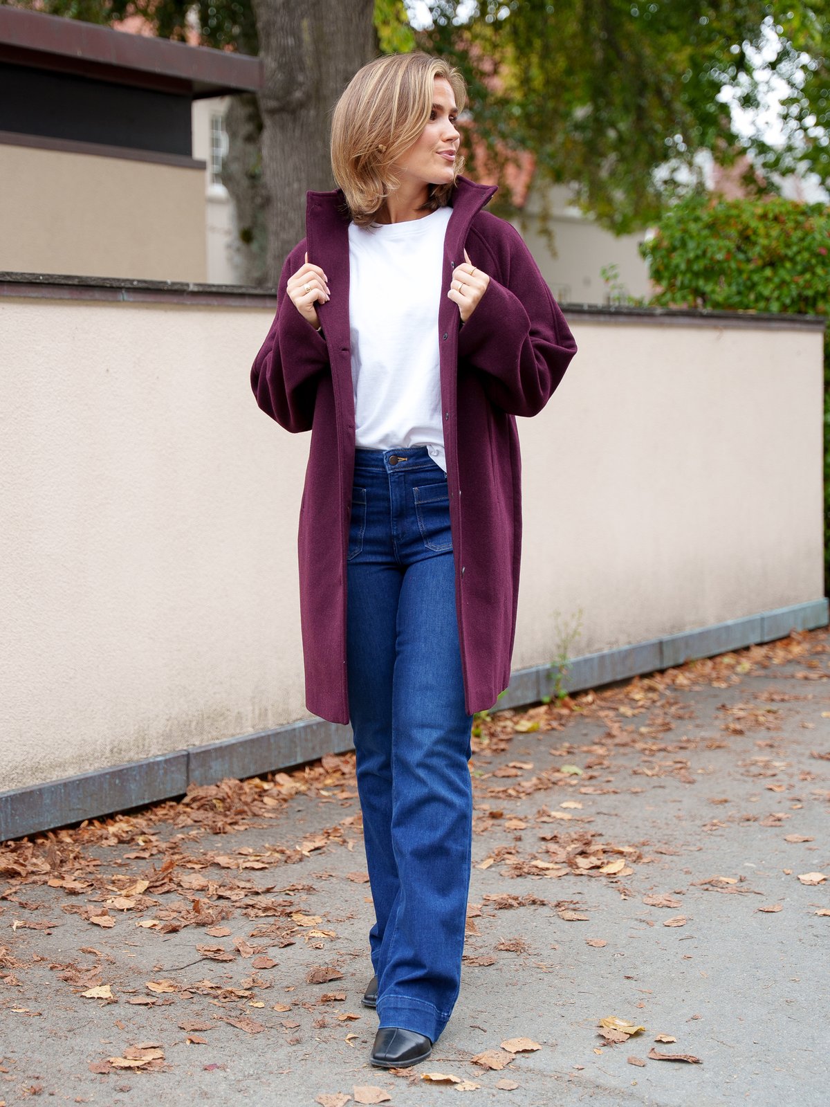 Selected Femme Zia-Vinni Wool Blend Coat Tawny Port MELANGE