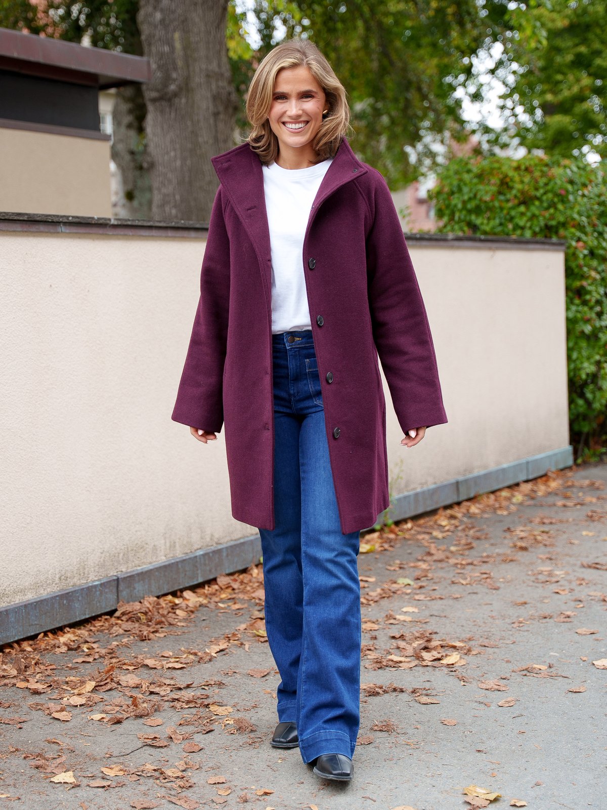 Selected Femme Zia-Vinni Wool Blend Coat Tawny Port MELANGE