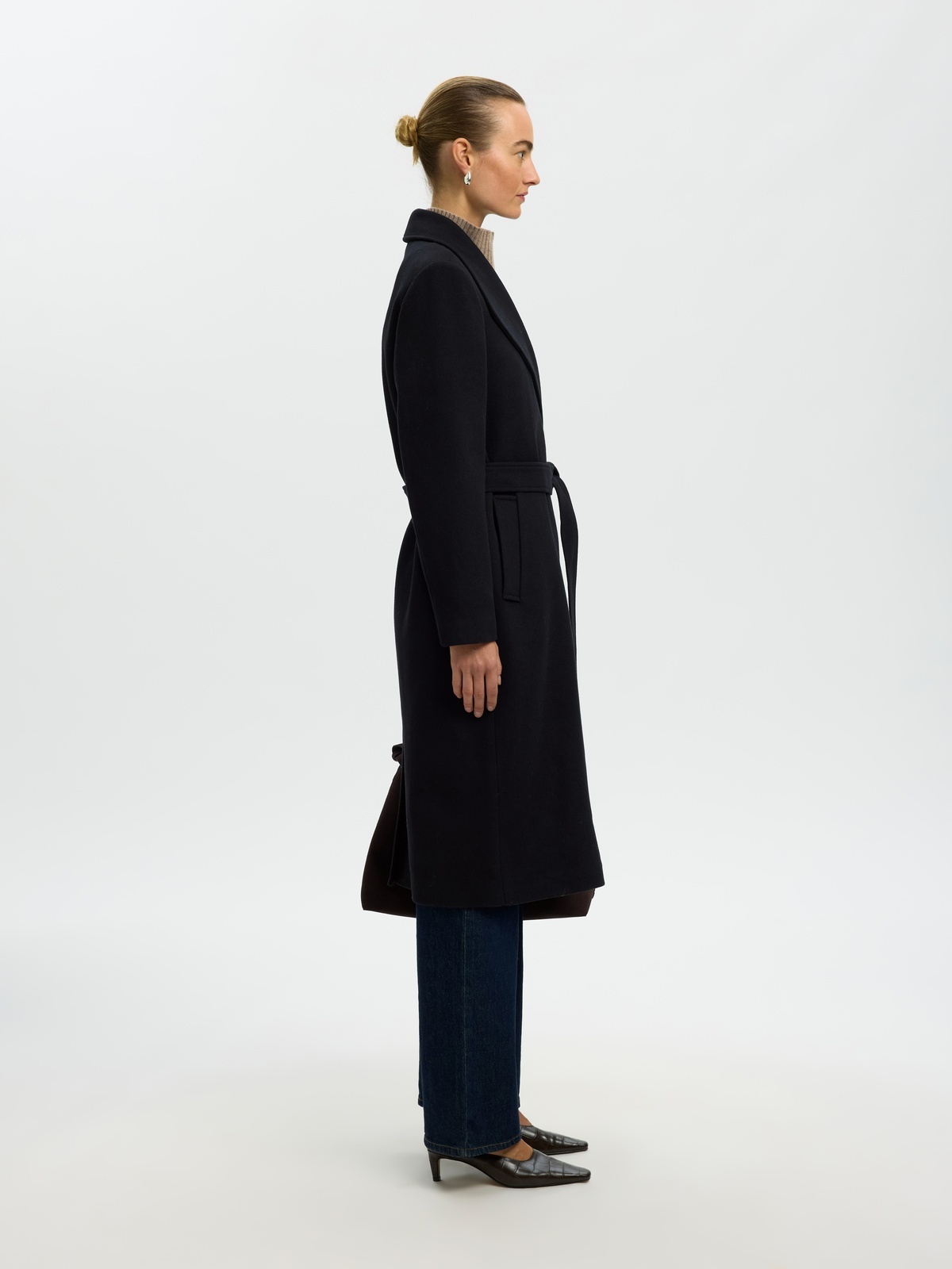 Selected Femme Zia-Rosa Wool Blend Coat Black