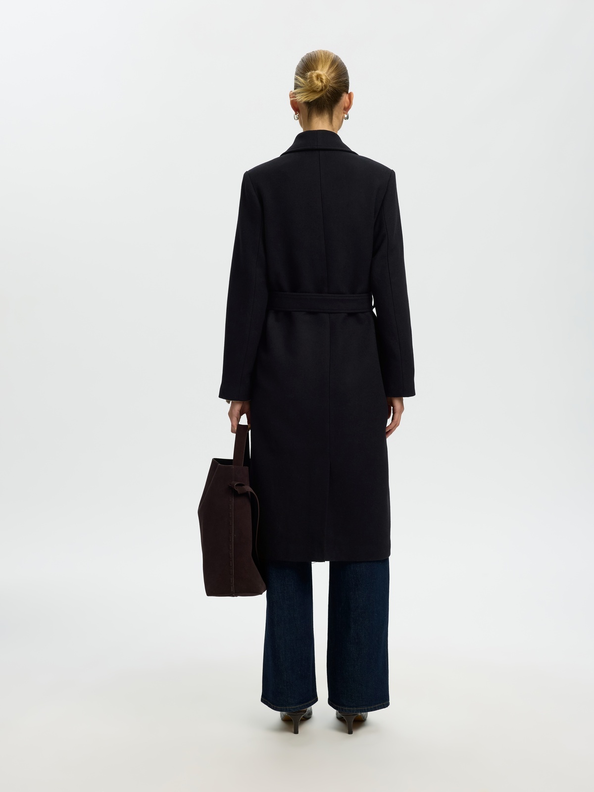 Selected Femme Zia-Rosa Wool Blend Coat Black