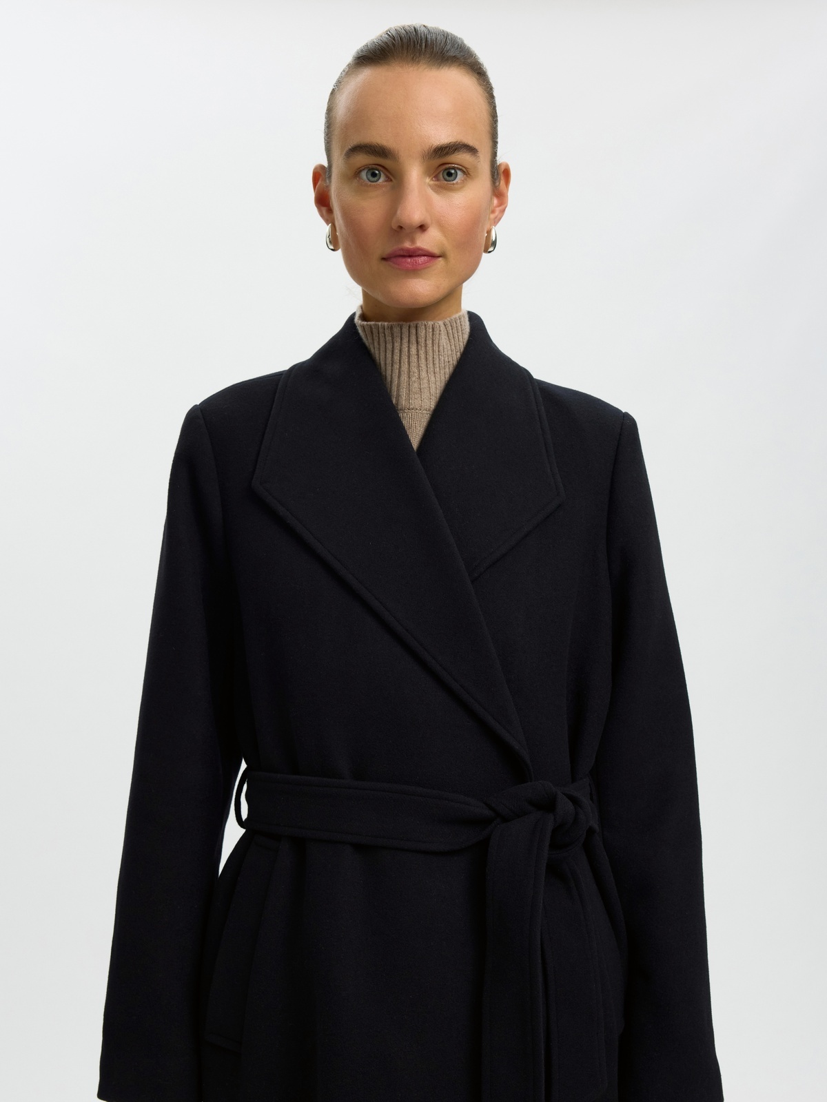 Selected Femme Zia-Rosa Wool Blend Coat Black