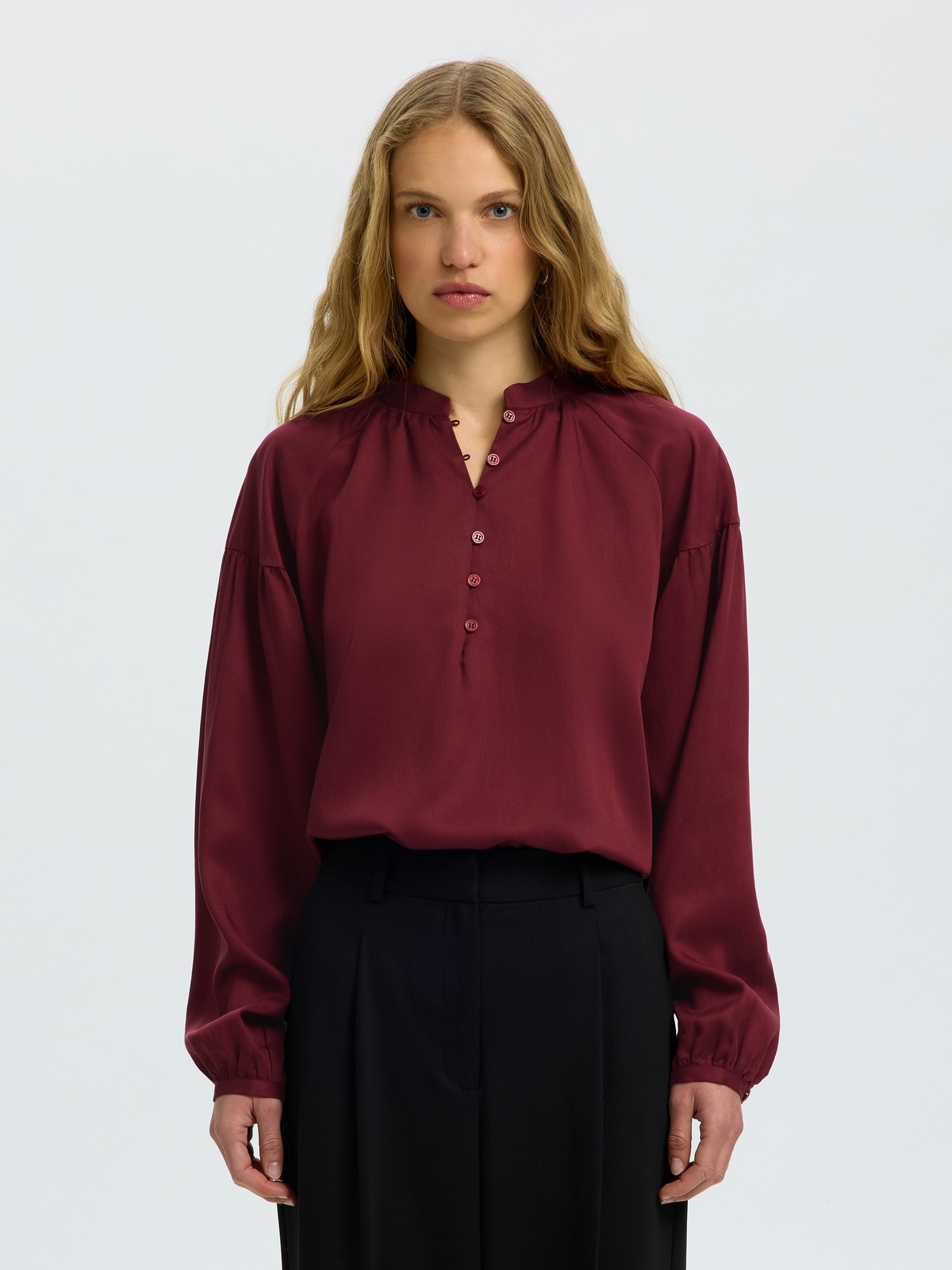 Selected Femme Donna Long Sleeve Shirt Tawny Port Melange
