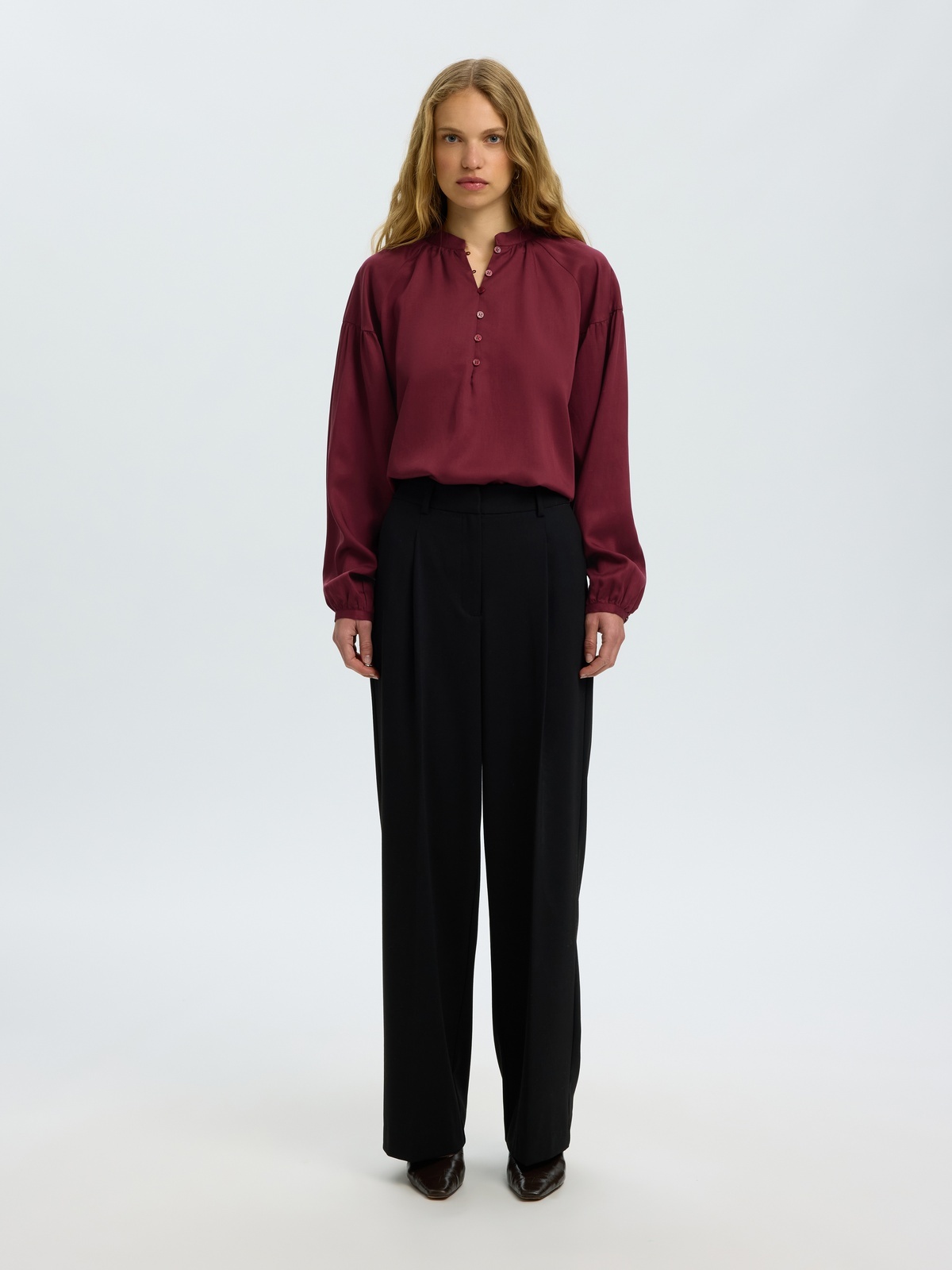Selected Femme Donna Long Sleeve Shirt Tawny Port Melange