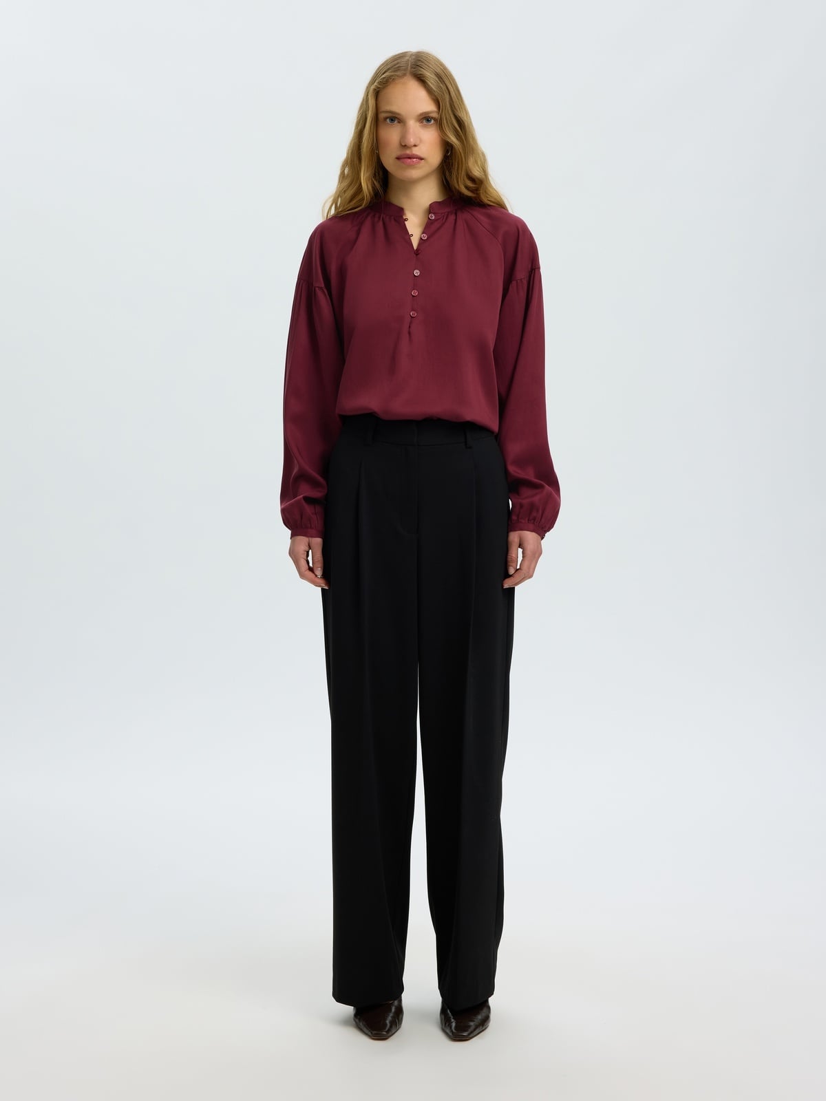 Selected Femme Donna Long Sleeve Shirt Tawny Port Melange
