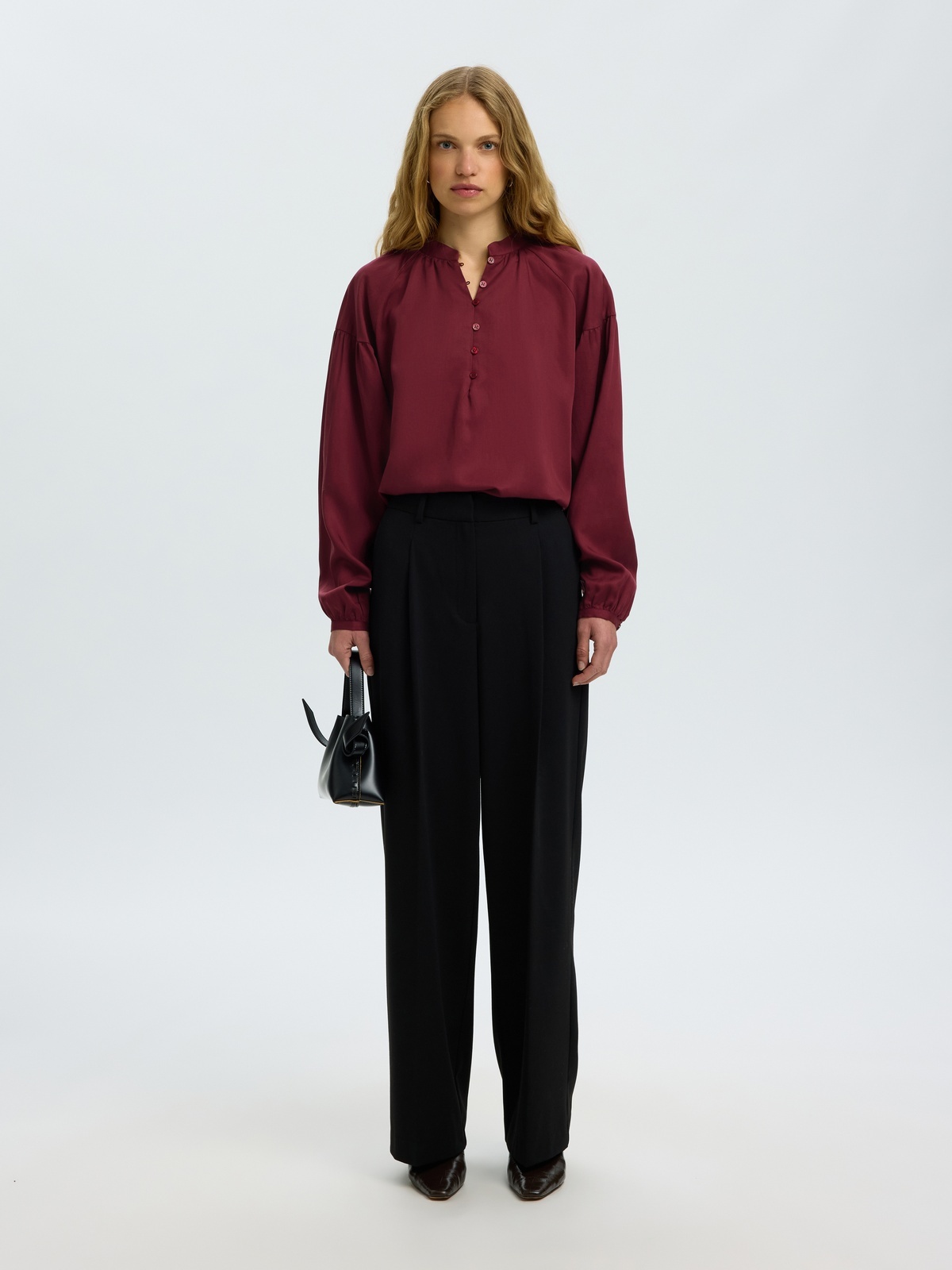 Selected Femme Donna Long Sleeve Shirt Tawny Port Melange