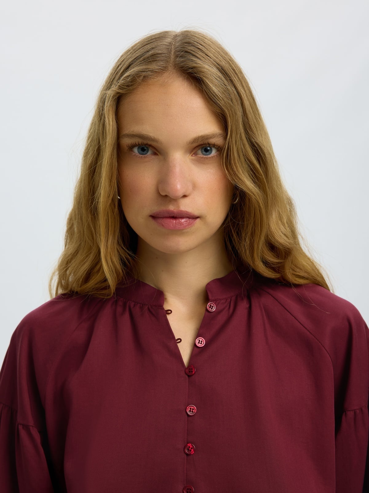 Selected Femme Donna Long Sleeve Shirt Tawny Port Melange
