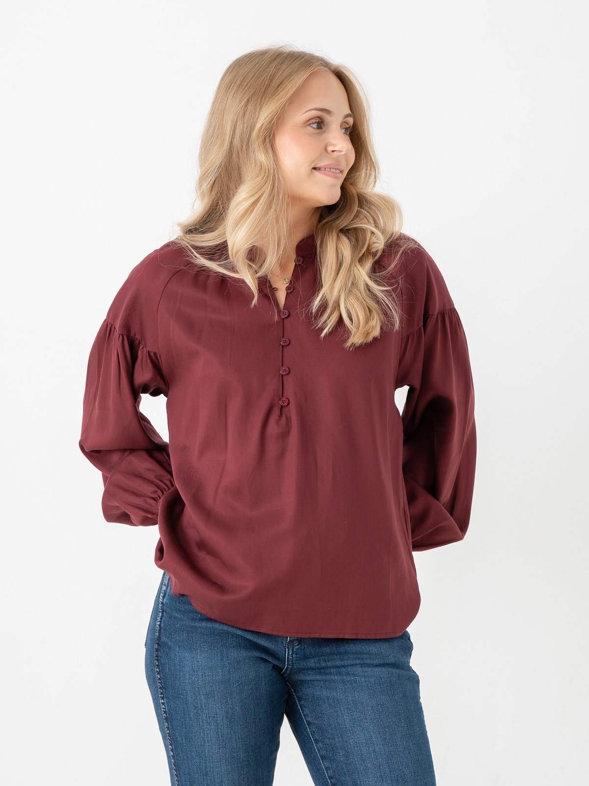 Selected Femme Donna Long Sleeve Shirt Tawny Port Melange