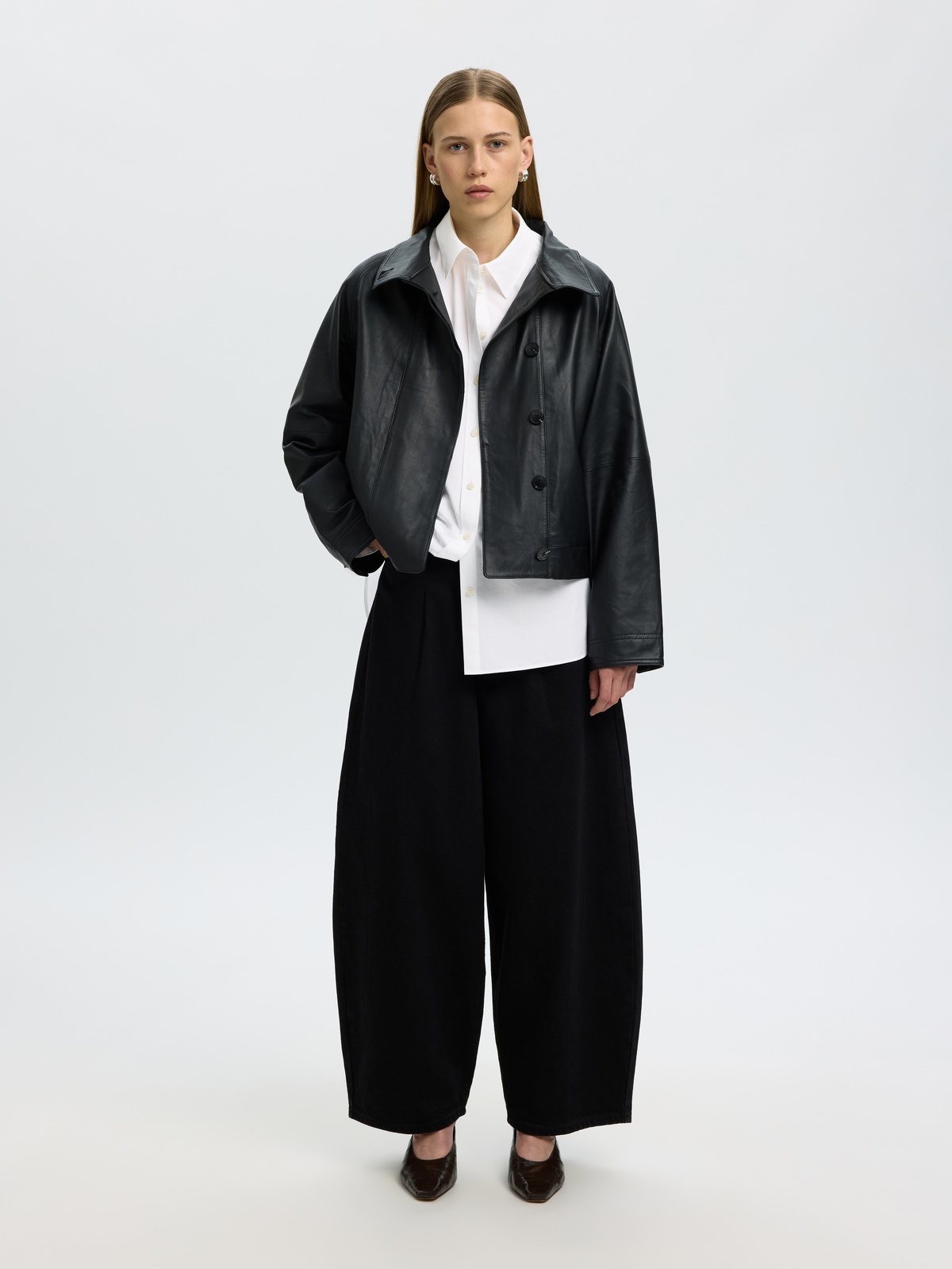 Selected Femme Dannie Long Sleeve Oversized Shirt Bright White