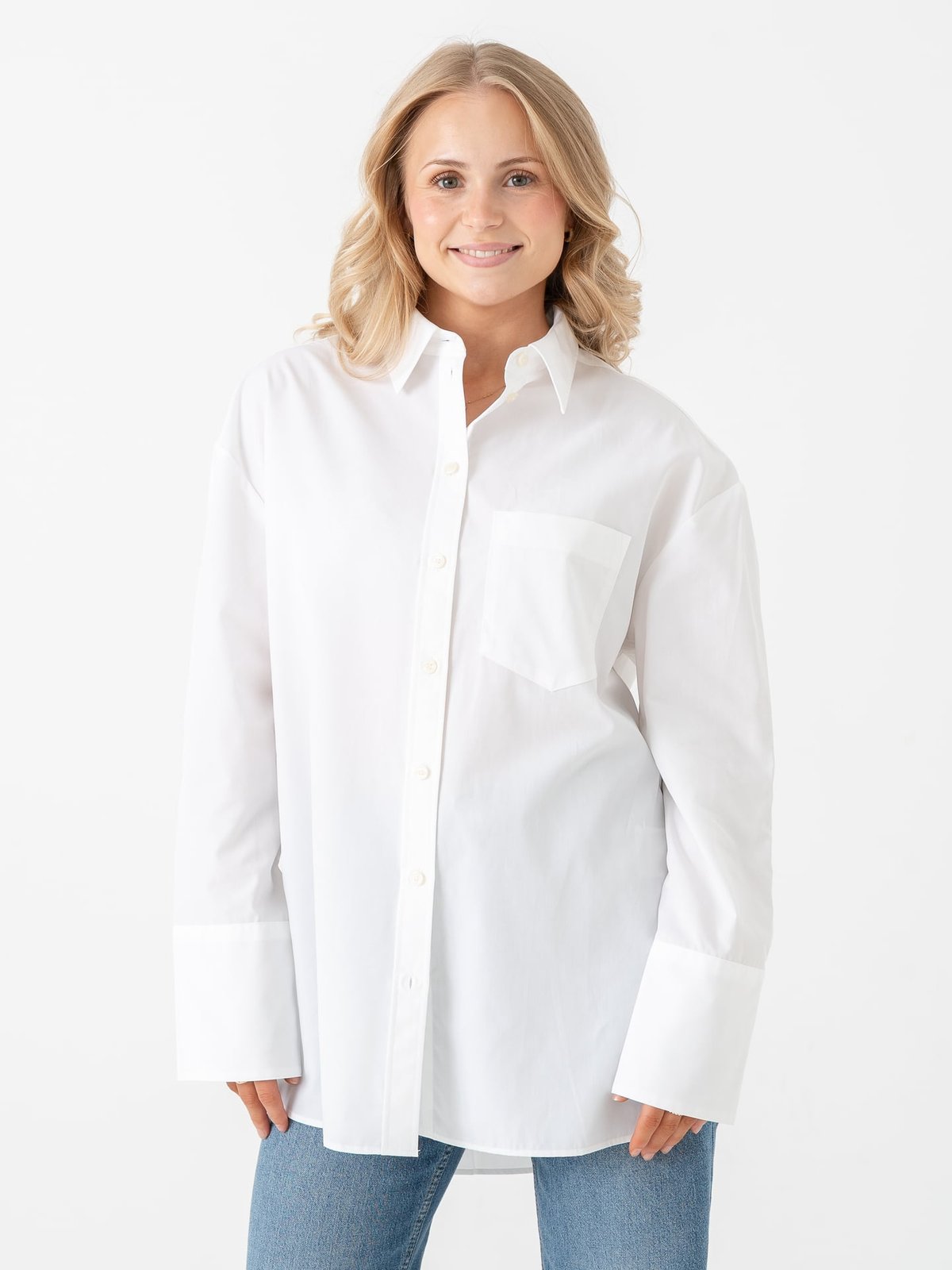 Selected Femme Dannie Long Sleeve Oversized Shirt Bright White