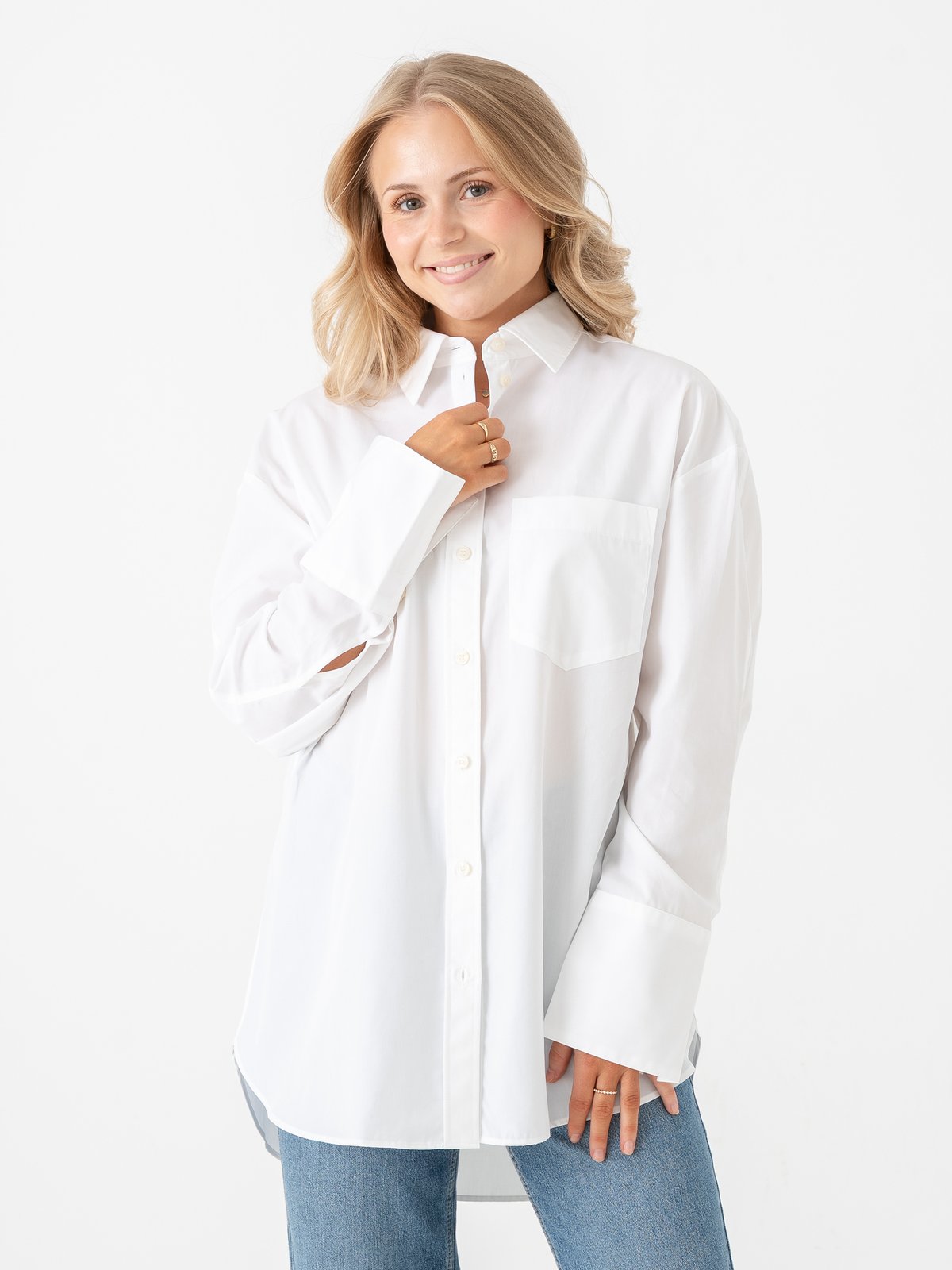 Selected Femme Dannie Long Sleeve Oversized Shirt Bright White