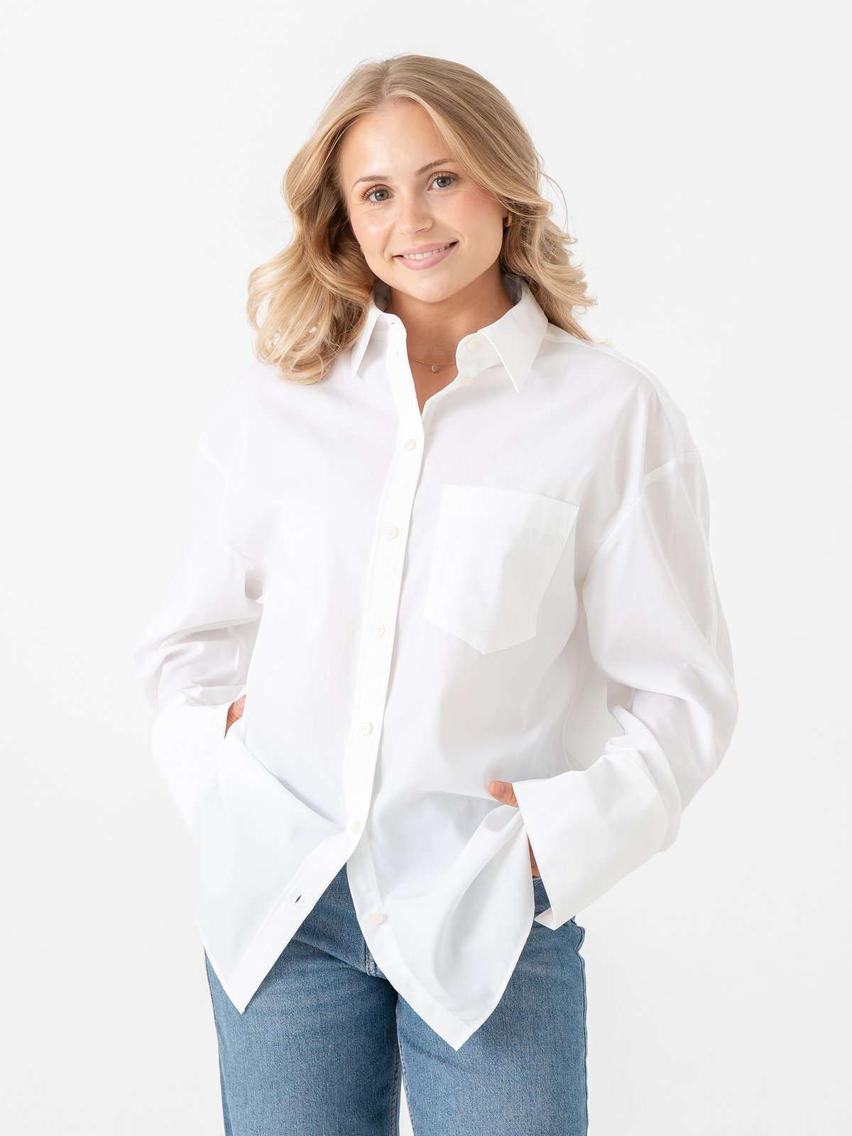 Selected Femme Dannie Long Sleeve Oversized Shirt Bright White