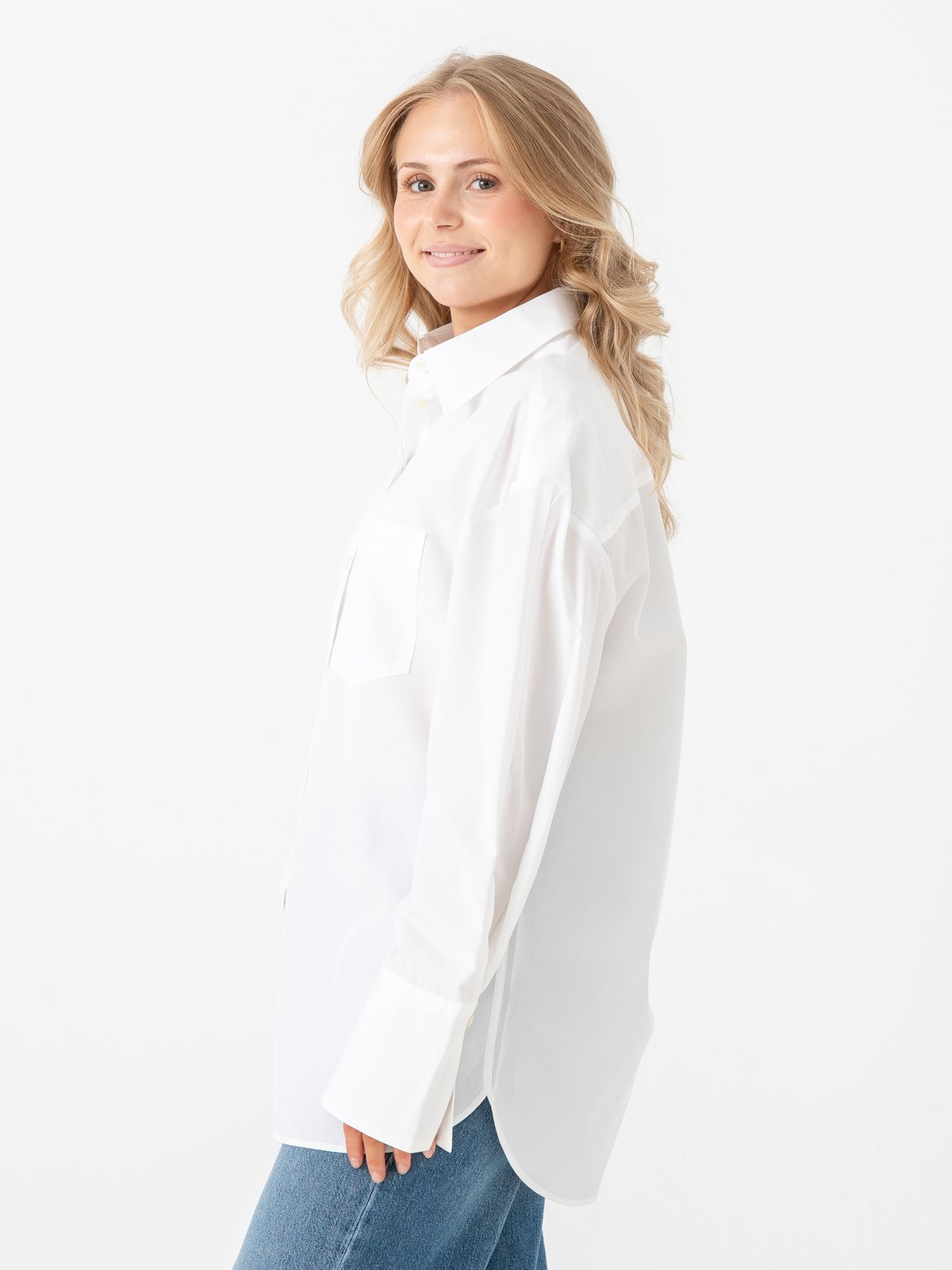 Selected Femme Dannie Long Sleeve Oversized Shirt Bright White