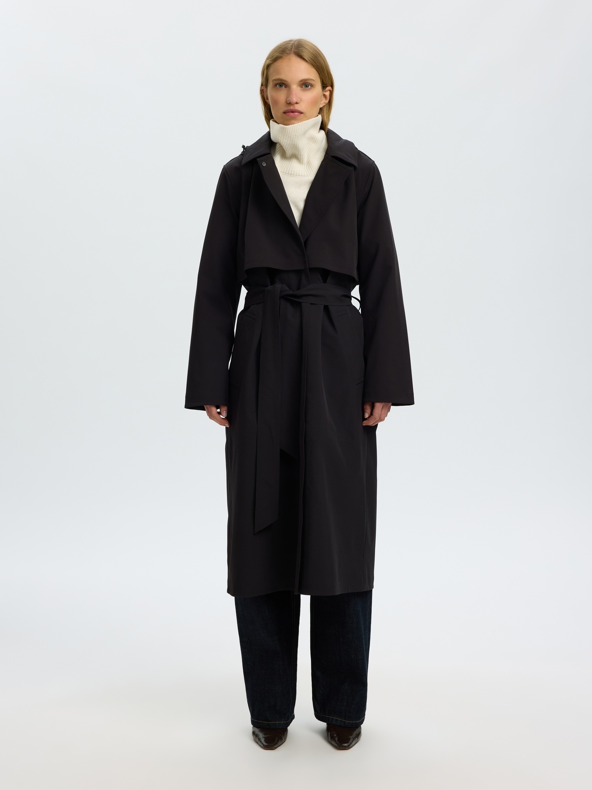 Selected Femme New Aline Tech Trenchcoat Black