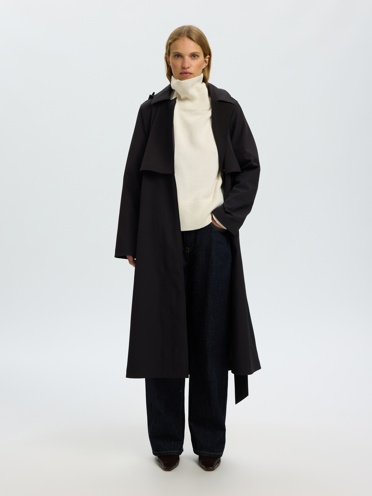 Selected Femme New Aline Tech Trenchcoat Black