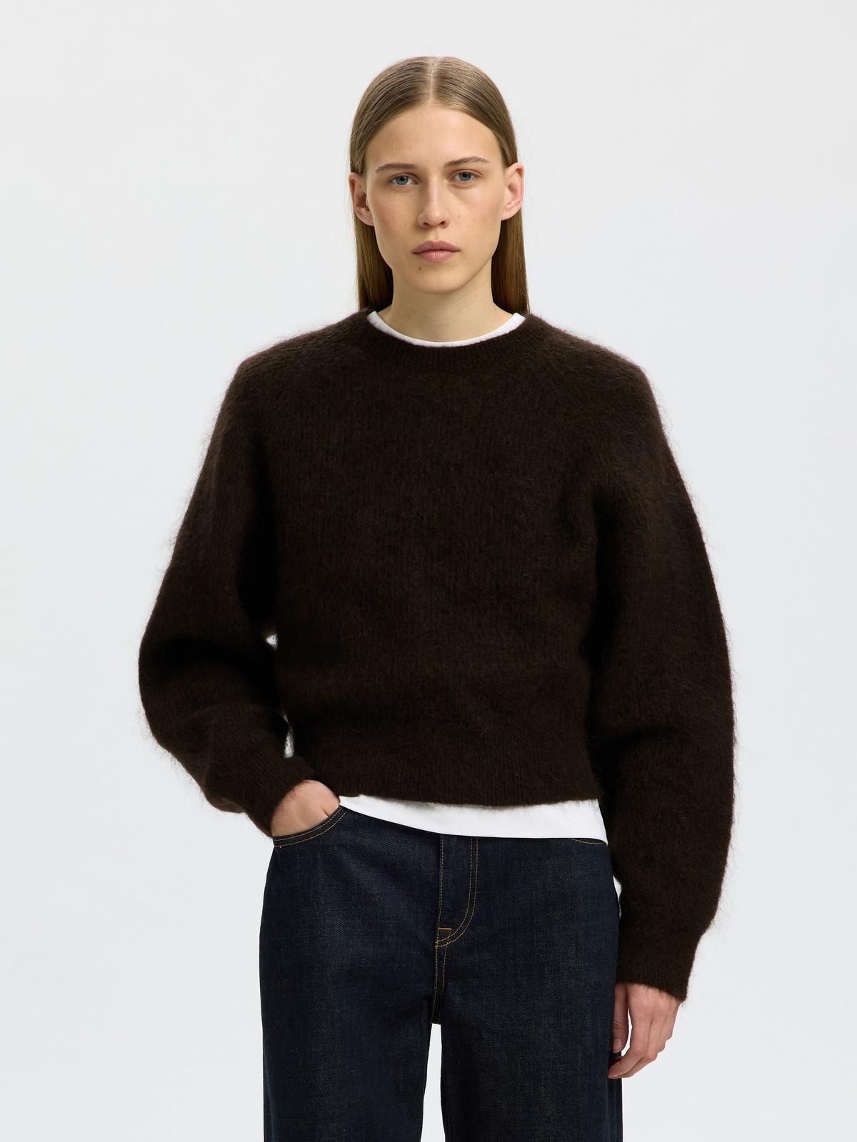 Selected Femme Mira Long Sleeve Knit Short O-Neck Delicioso