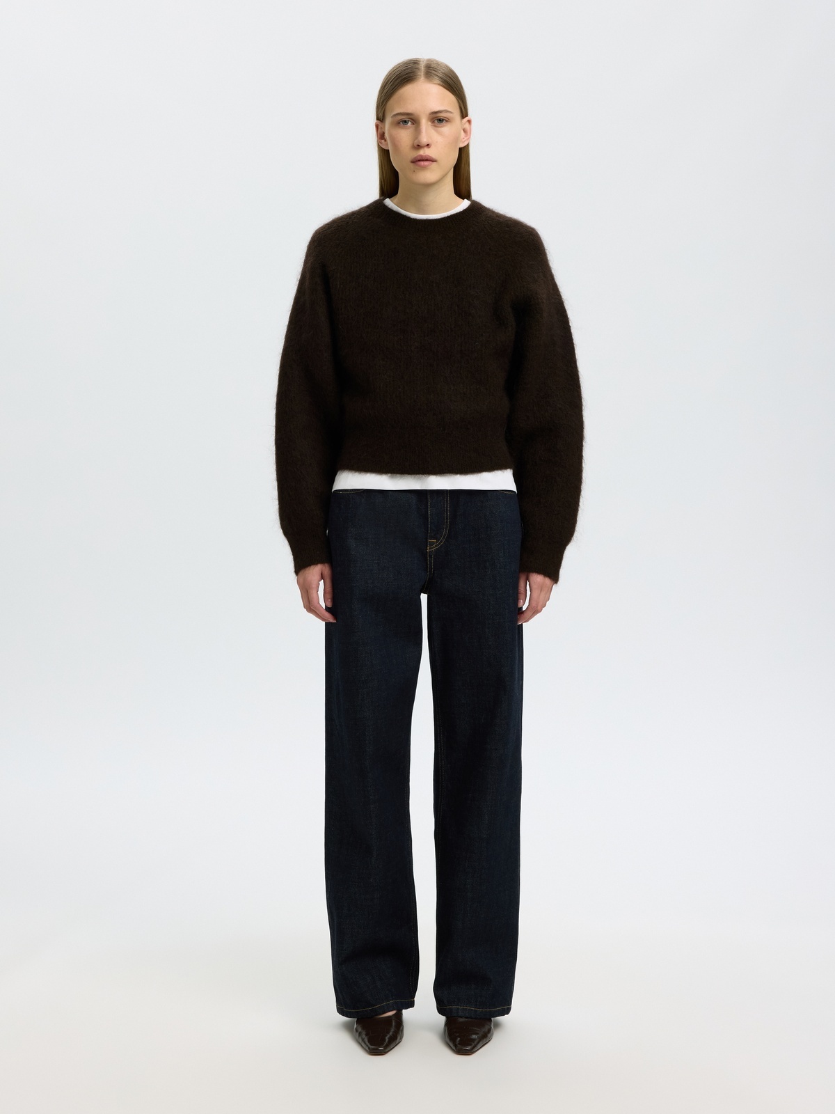 Selected Femme Mira Long Sleeve Knit Short O-Neck Delicioso