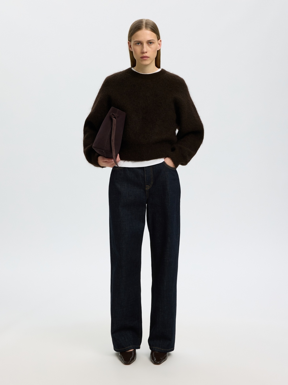 Selected Femme Mira Long Sleeve Knit Short O-Neck Delicioso