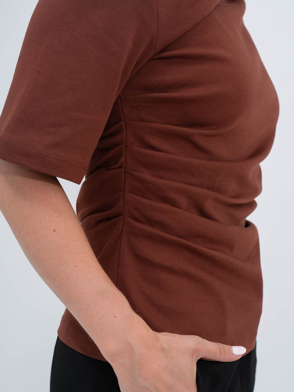 Selected Femme Oline Light Twist Tee Cherry Mahogany