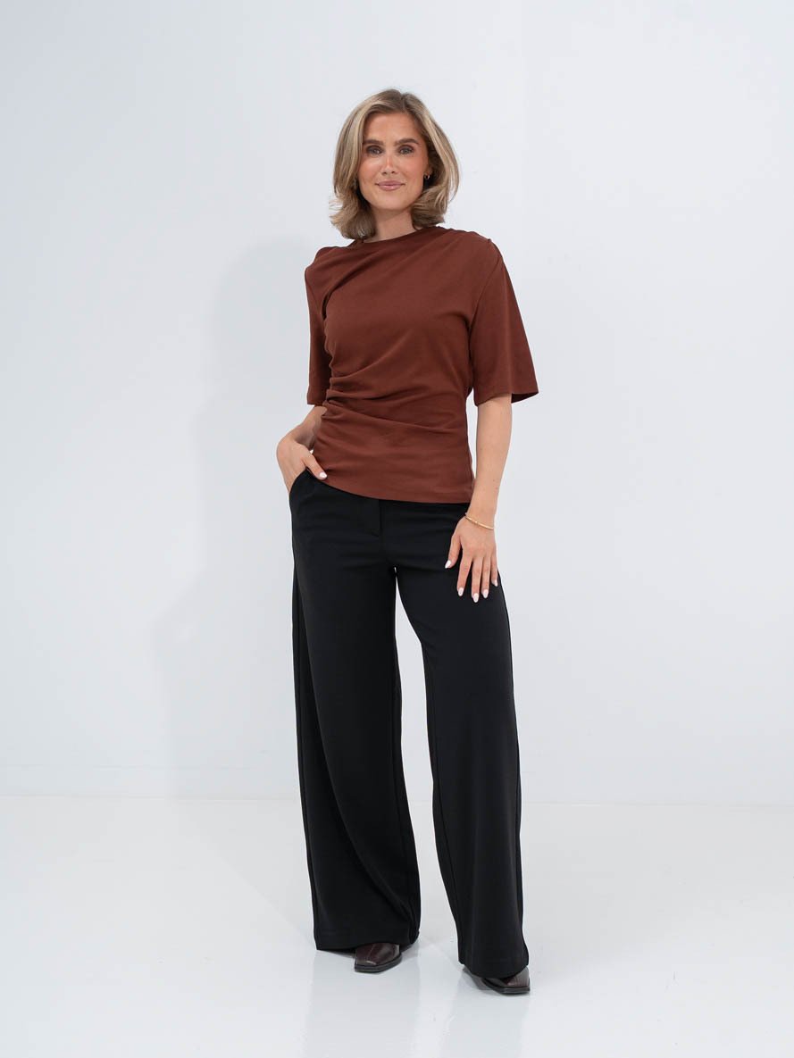 Selected Femme Oline Light Twist Tee Cherry Mahogany