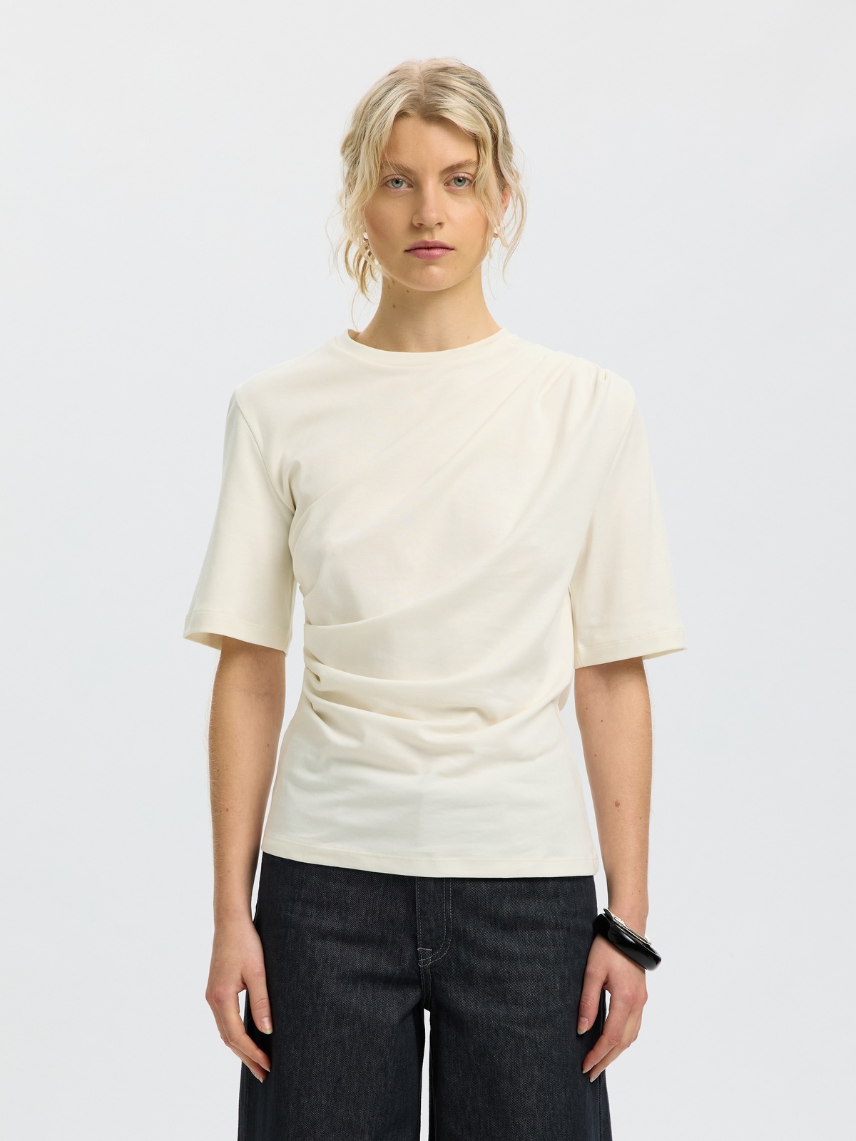 Selected Femme Oline Light Twist Tee Egret