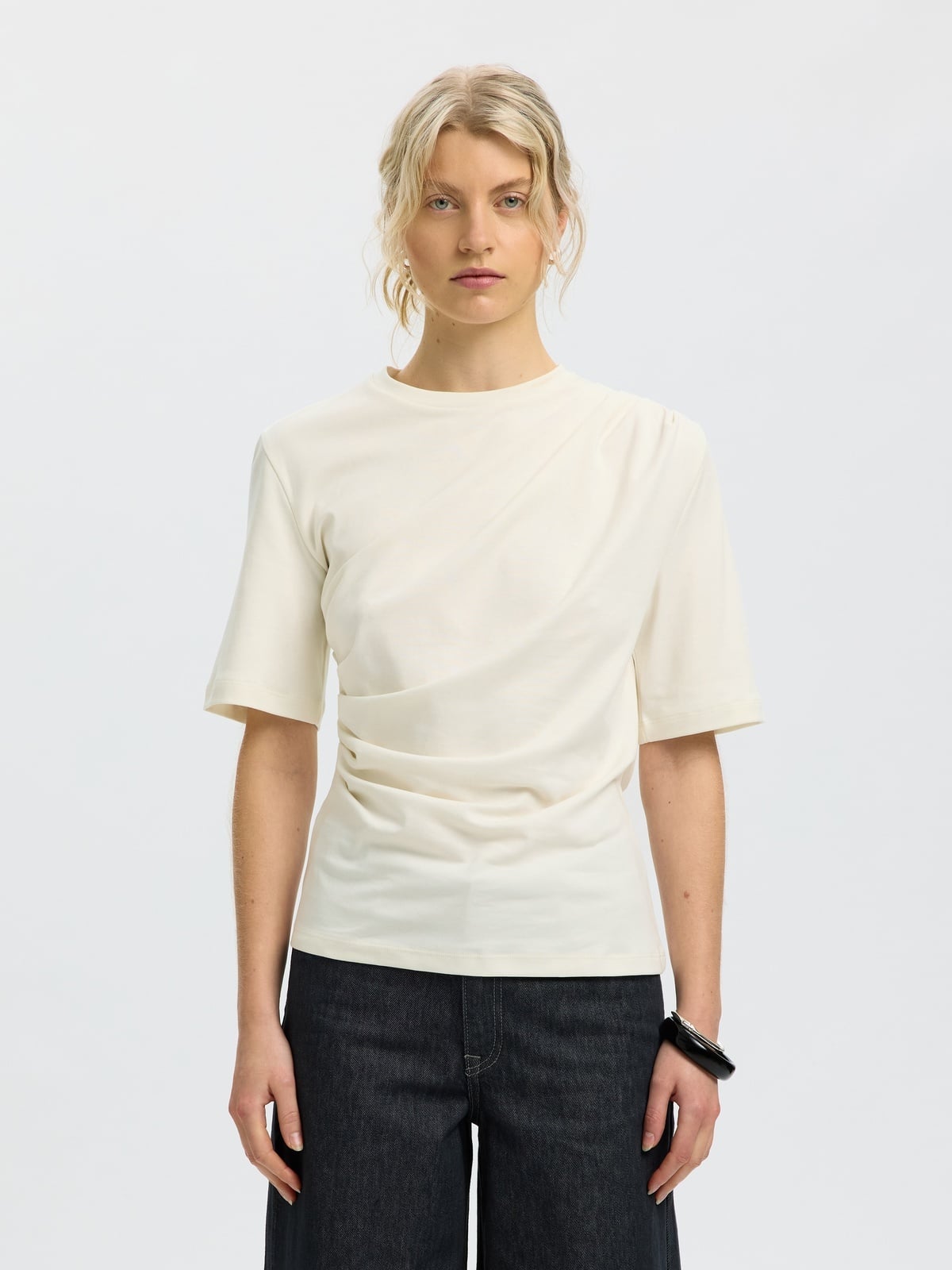 Selected Femme Oline Light Twist Tee Egret