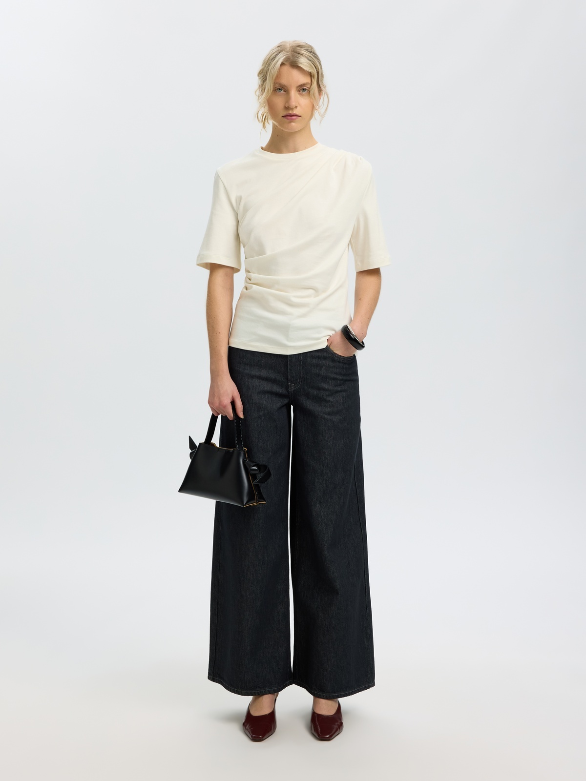 Selected Femme Oline Light Twist Tee Egret