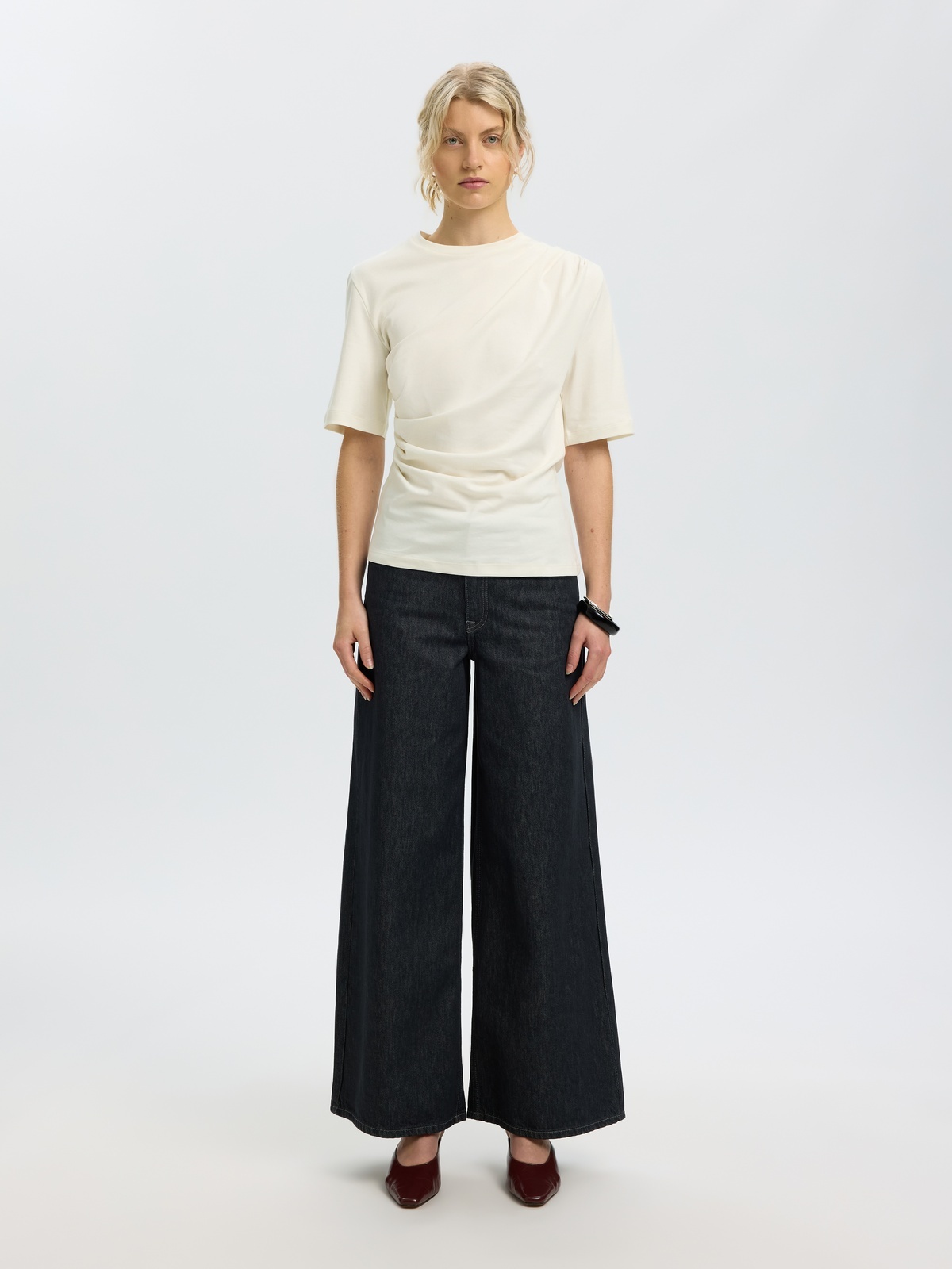 Selected Femme Oline Light Twist Tee Egret