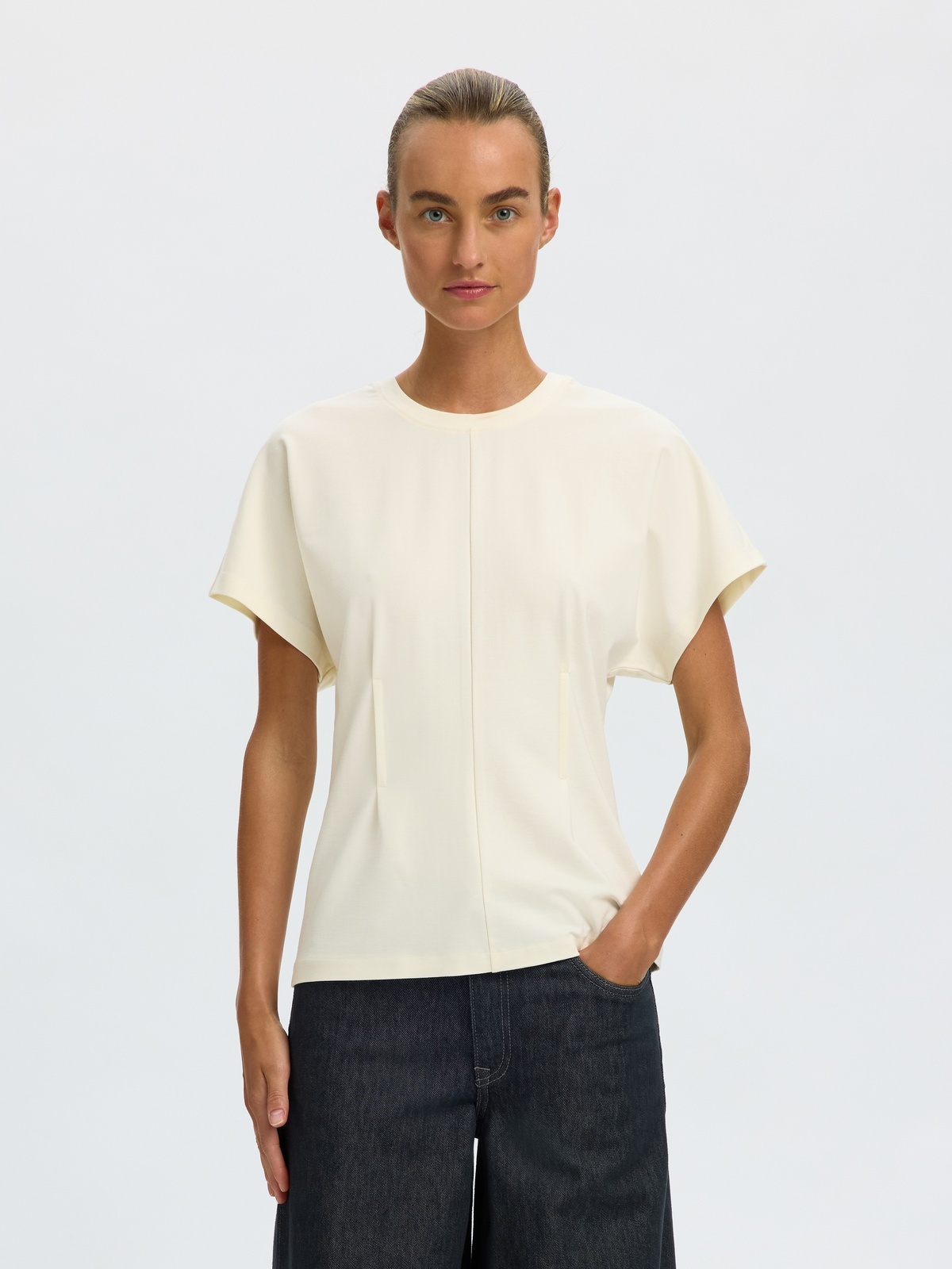 Selected Femme Era Short Sleeve Top Egret