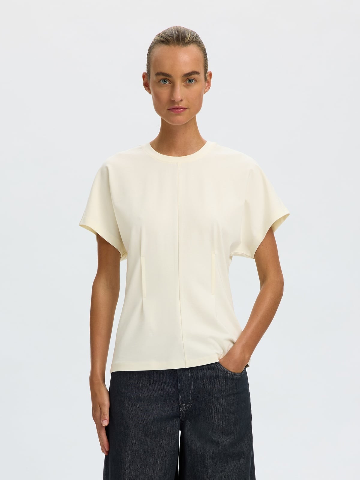Selected Femme Era Short Sleeve Top Egret