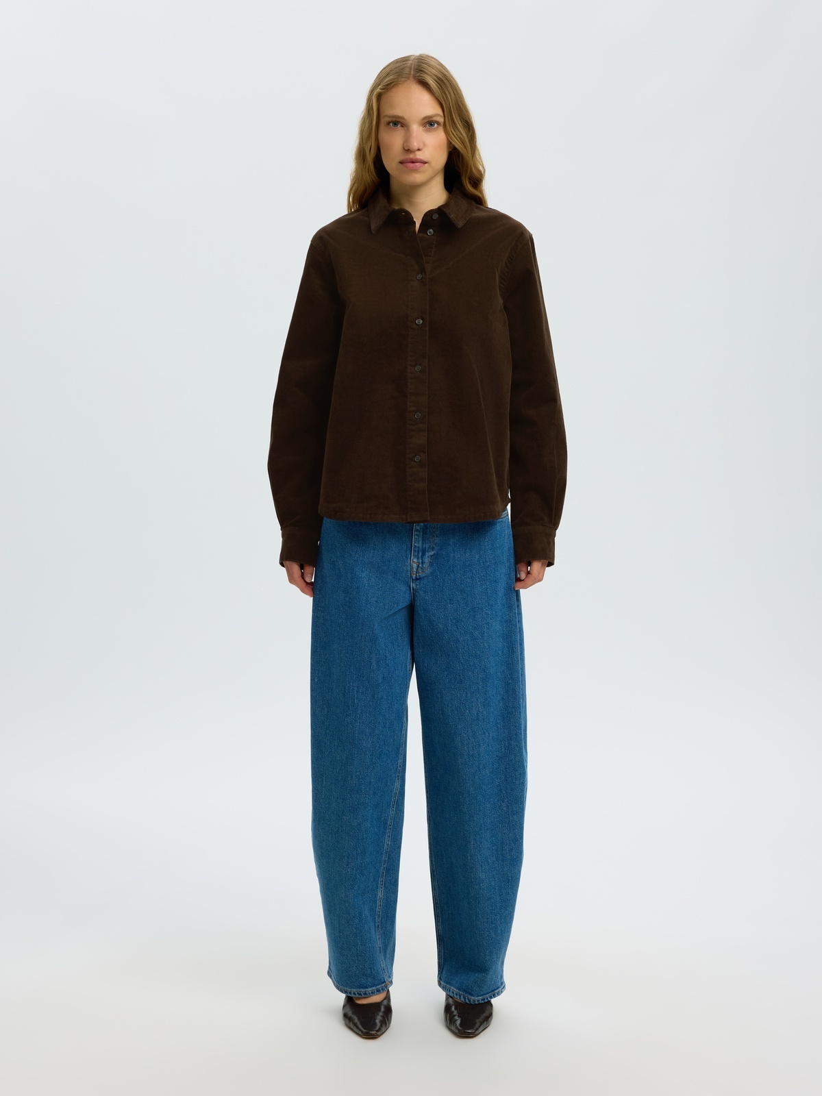 Selected Femme Runa Long Sleeve Regular Cord Shirt Delicioso