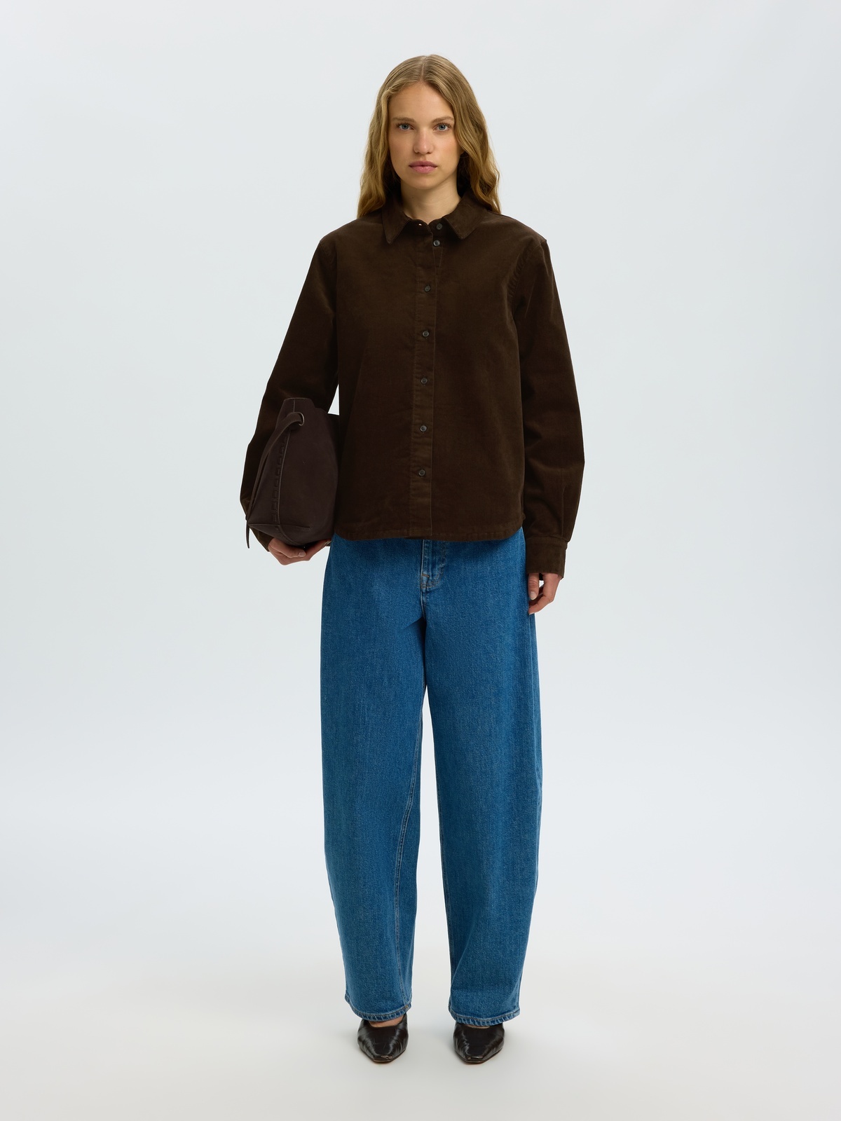 Selected Femme Runa Long Sleeve Regular Cord Shirt Delicioso