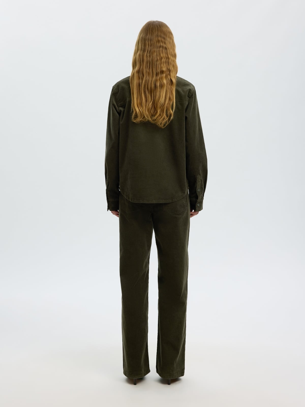 Selected Femme Runa Long Sleeve Regular Cord Shirt Deep Depths