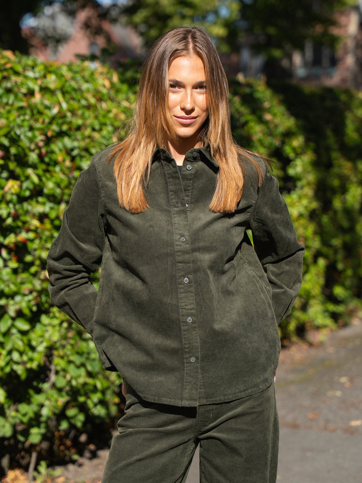 Selected Femme Runa Long Sleeve Regular Cord Shirt Deep Depths