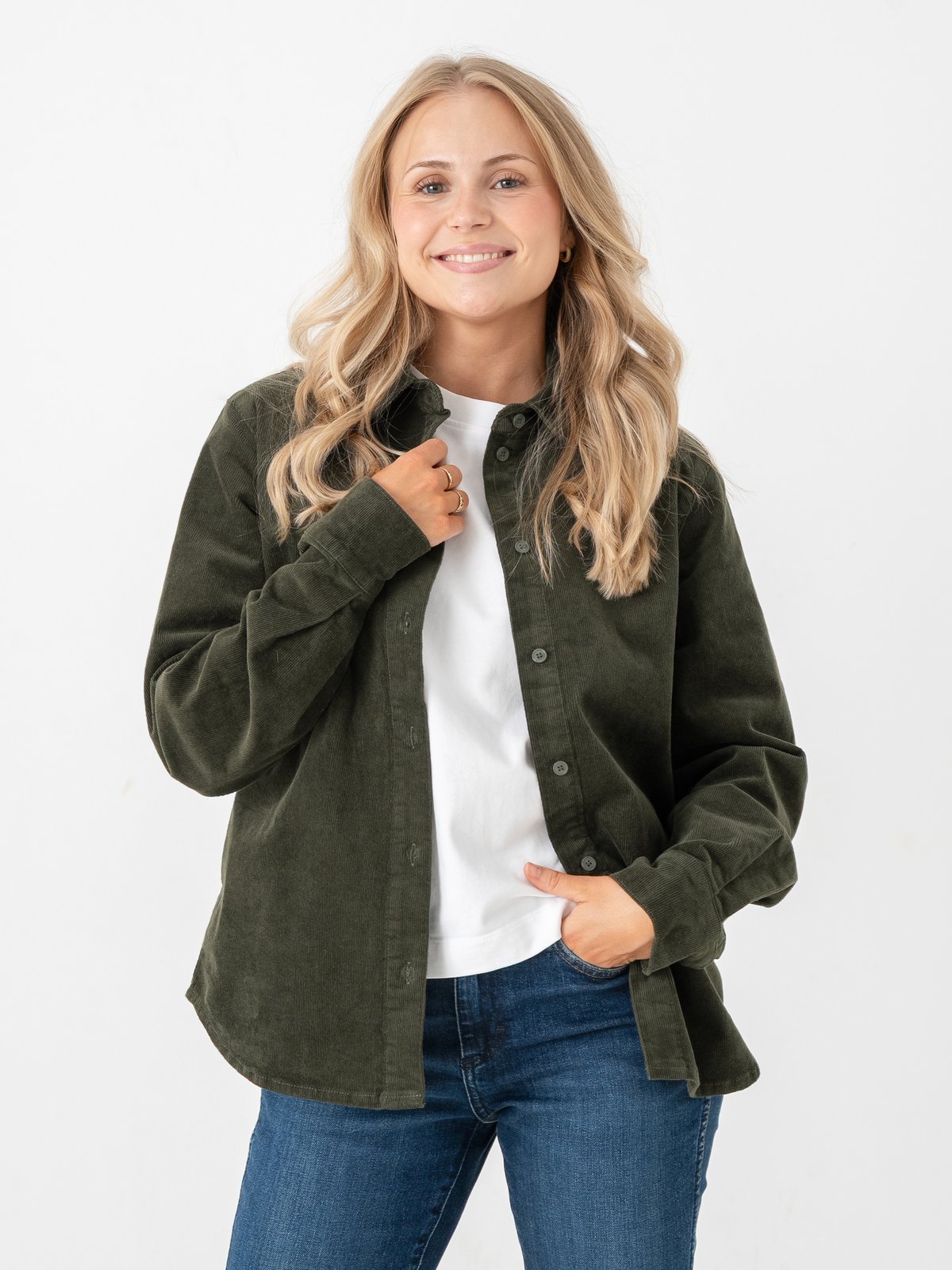 Selected Femme Runa Long Sleeve Regular Cord Shirt Deep Depths
