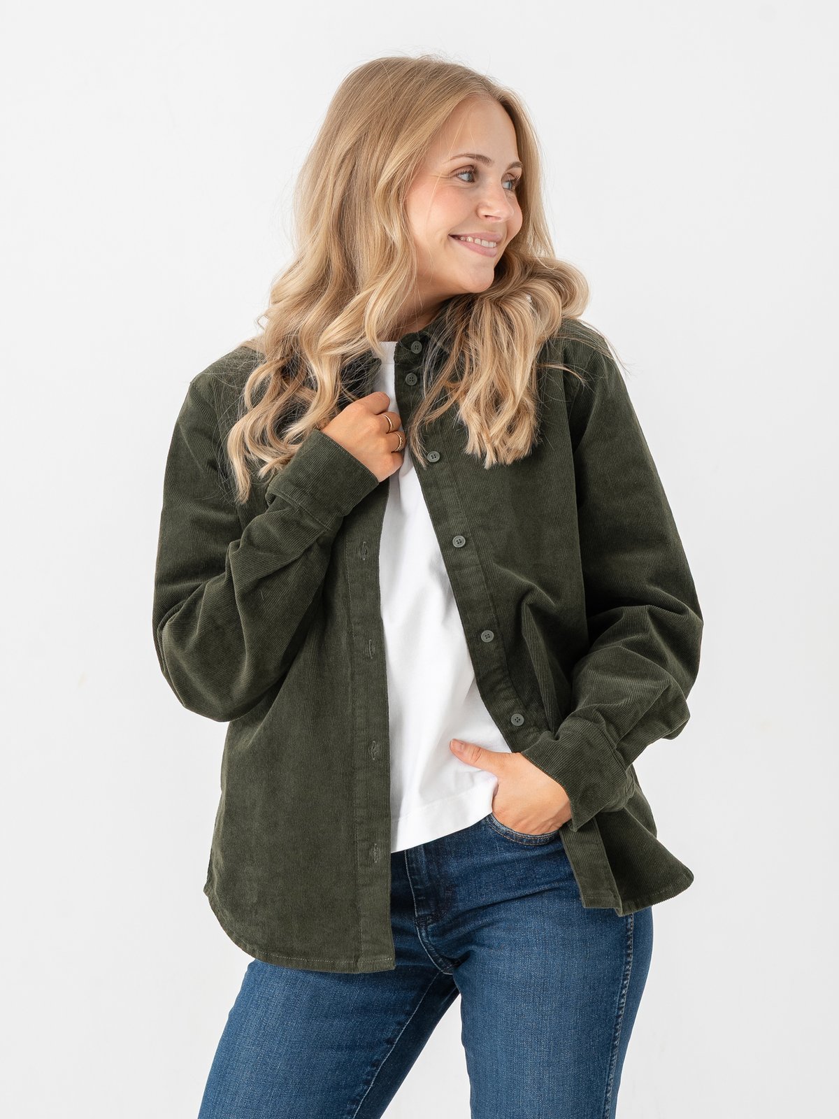 Selected Femme Runa Long Sleeve Regular Cord Shirt Deep Depths