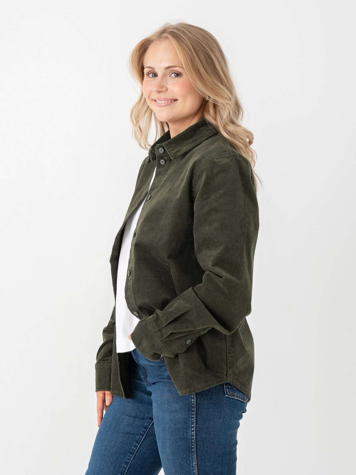 Selected Femme Runa Long Sleeve Regular Cord Shirt Deep Depths