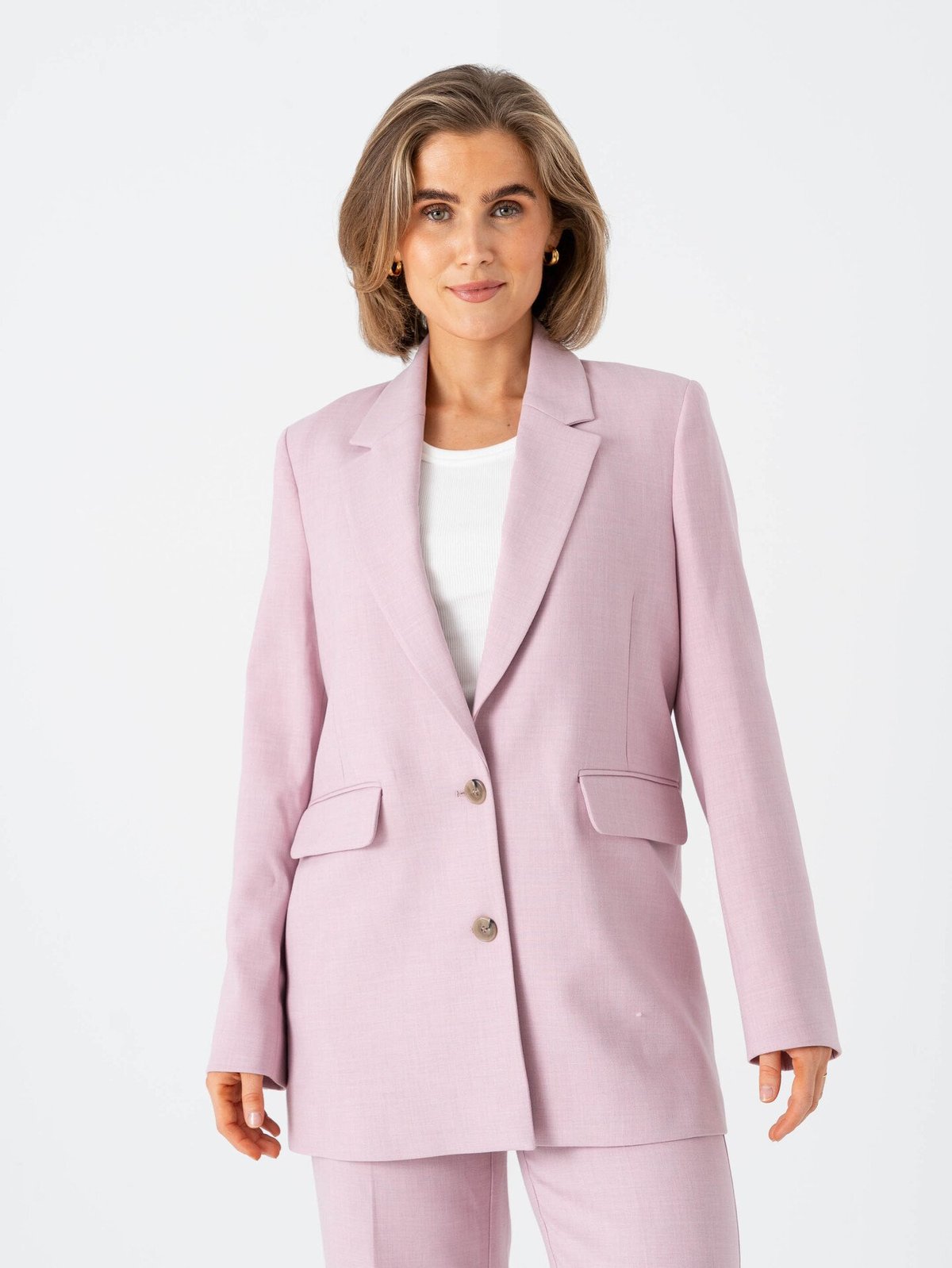 Selected Femme Rita Long Sleeve Relaxed Blazer Bleached Mauve Melange