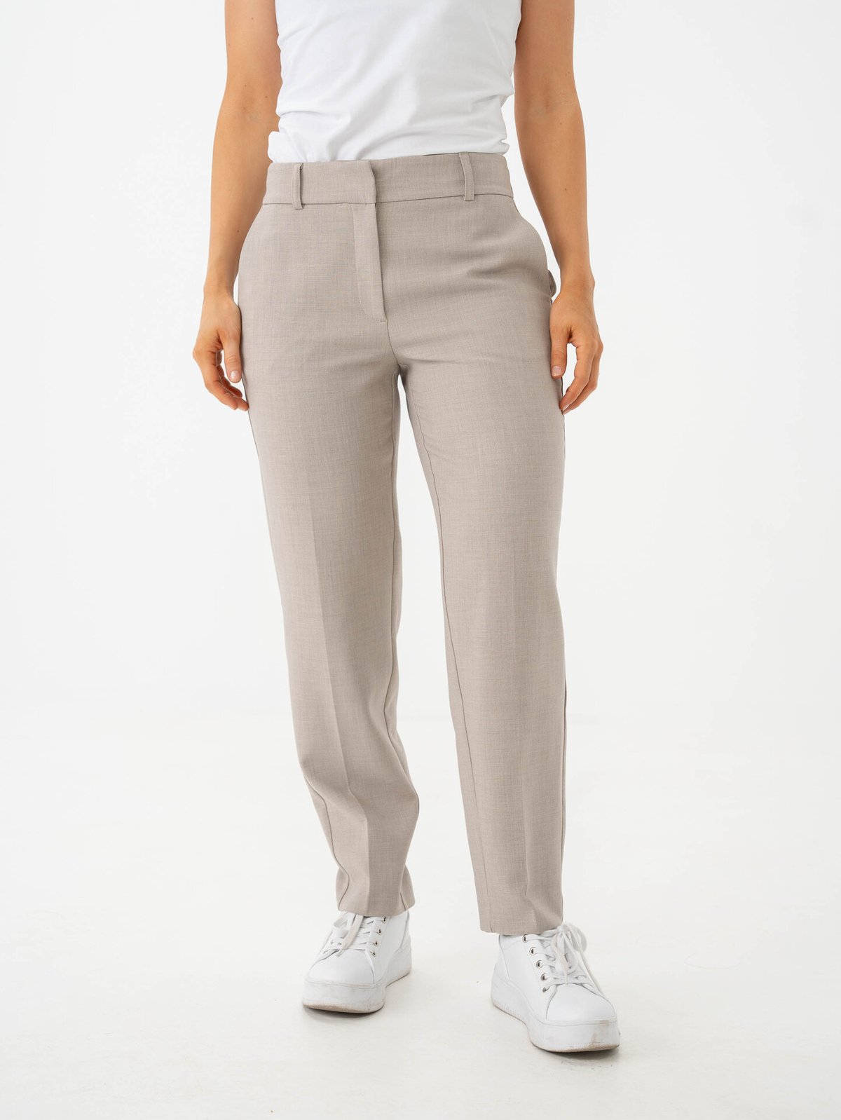 Selected Femme Rita-Ria Mid Waist Crop Pant Island Fossil Melange