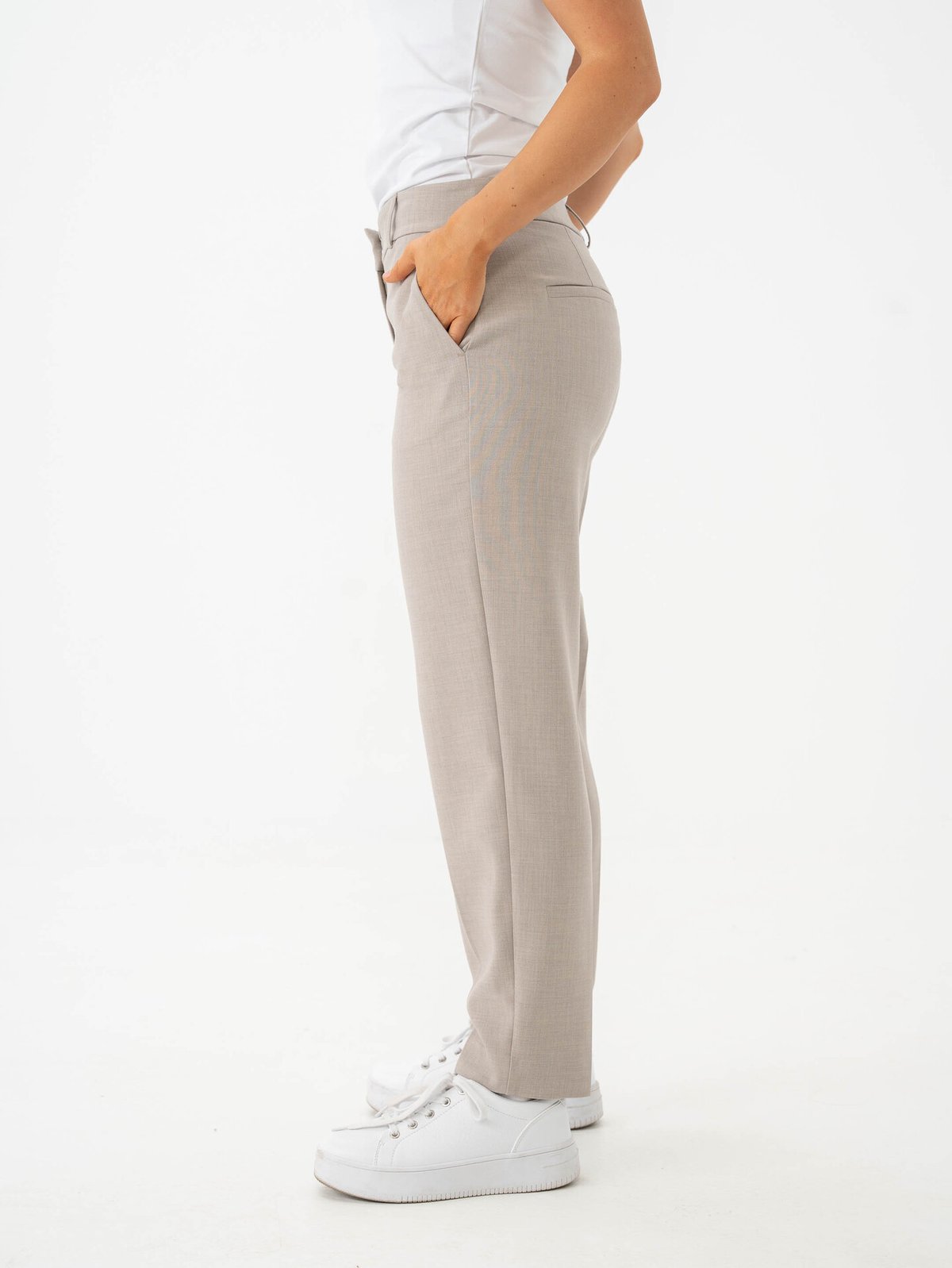 Selected Femme Rita-Ria Mid Waist Crop Pant Island Fossil Melange