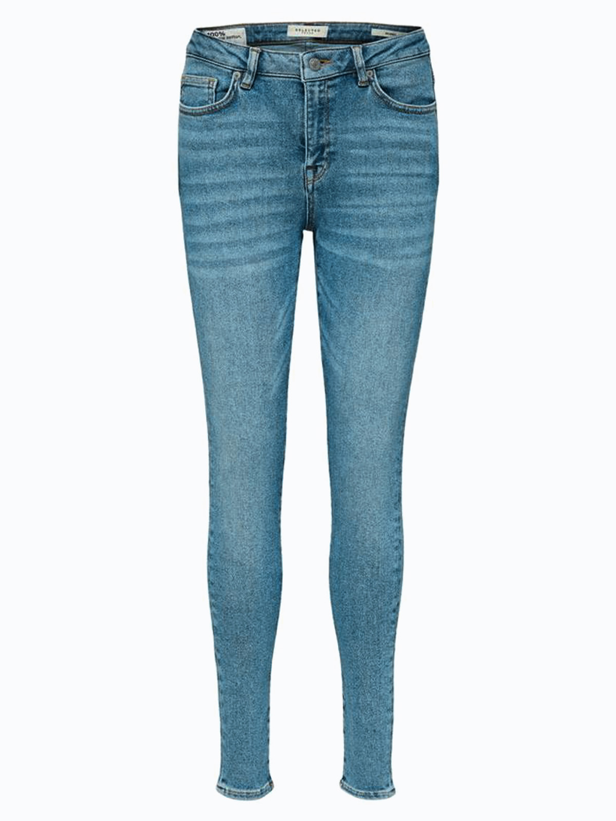 Selected Femme Sophia Mid Waist Skinny Blå