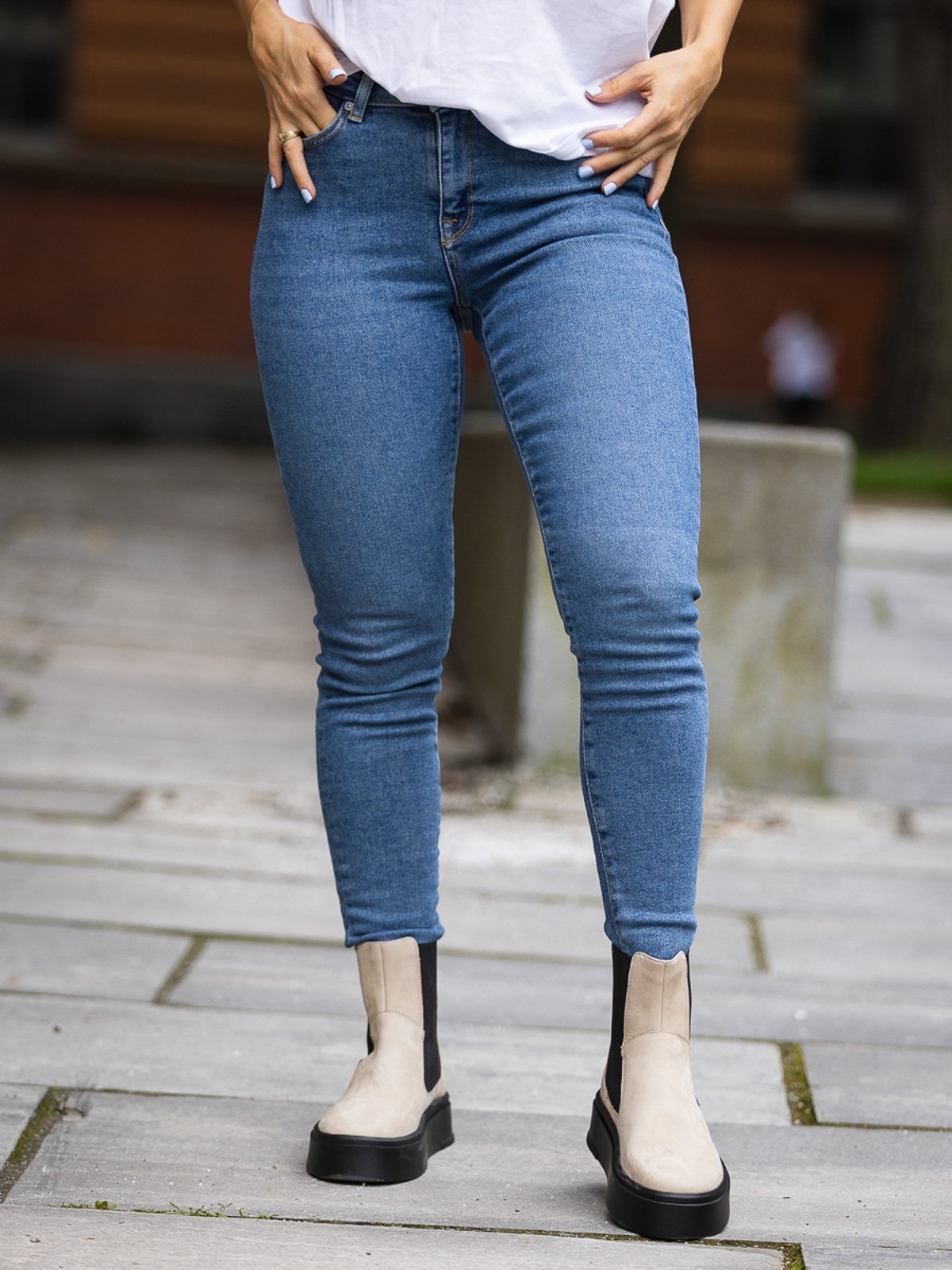 Selected Femme Sophia Mid Waist Skinny Medium Blue Denim