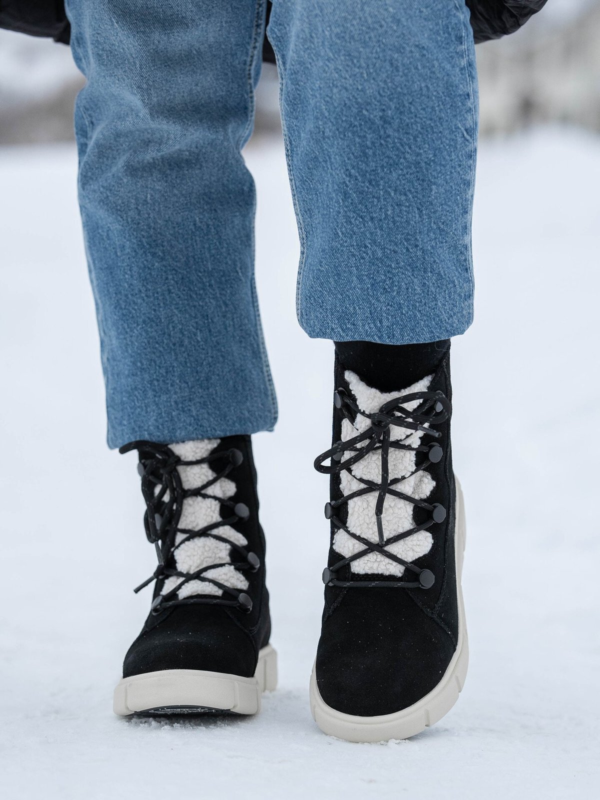 Sorel Explorer III Joan Cosy Waterproof Boots Black, Chalk