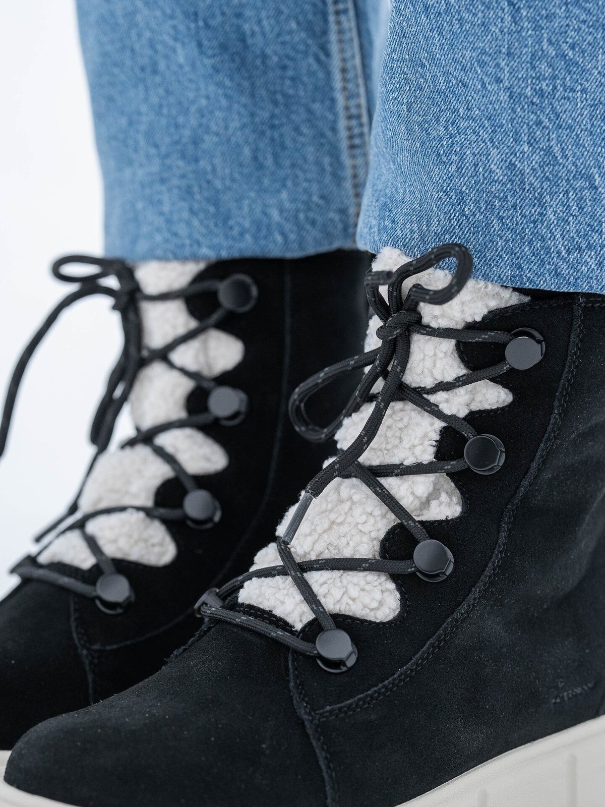 Sorel Explorer III Joan Cosy Waterproof Boots Black, Chalk