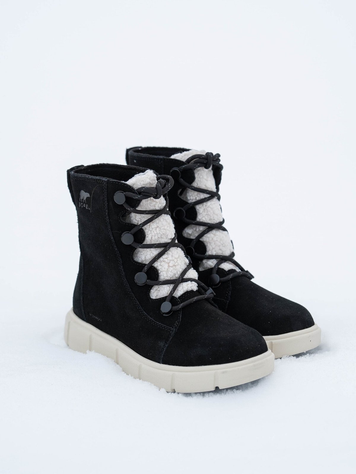 Sorel Explorer III Joan Cosy Waterproof Boots Black, Chalk