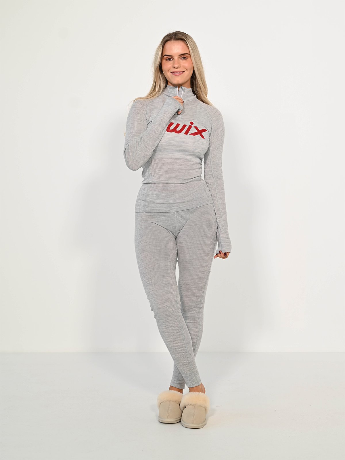 Swix RaceX Merino Half Zip Light Grey Melange / Swix Red