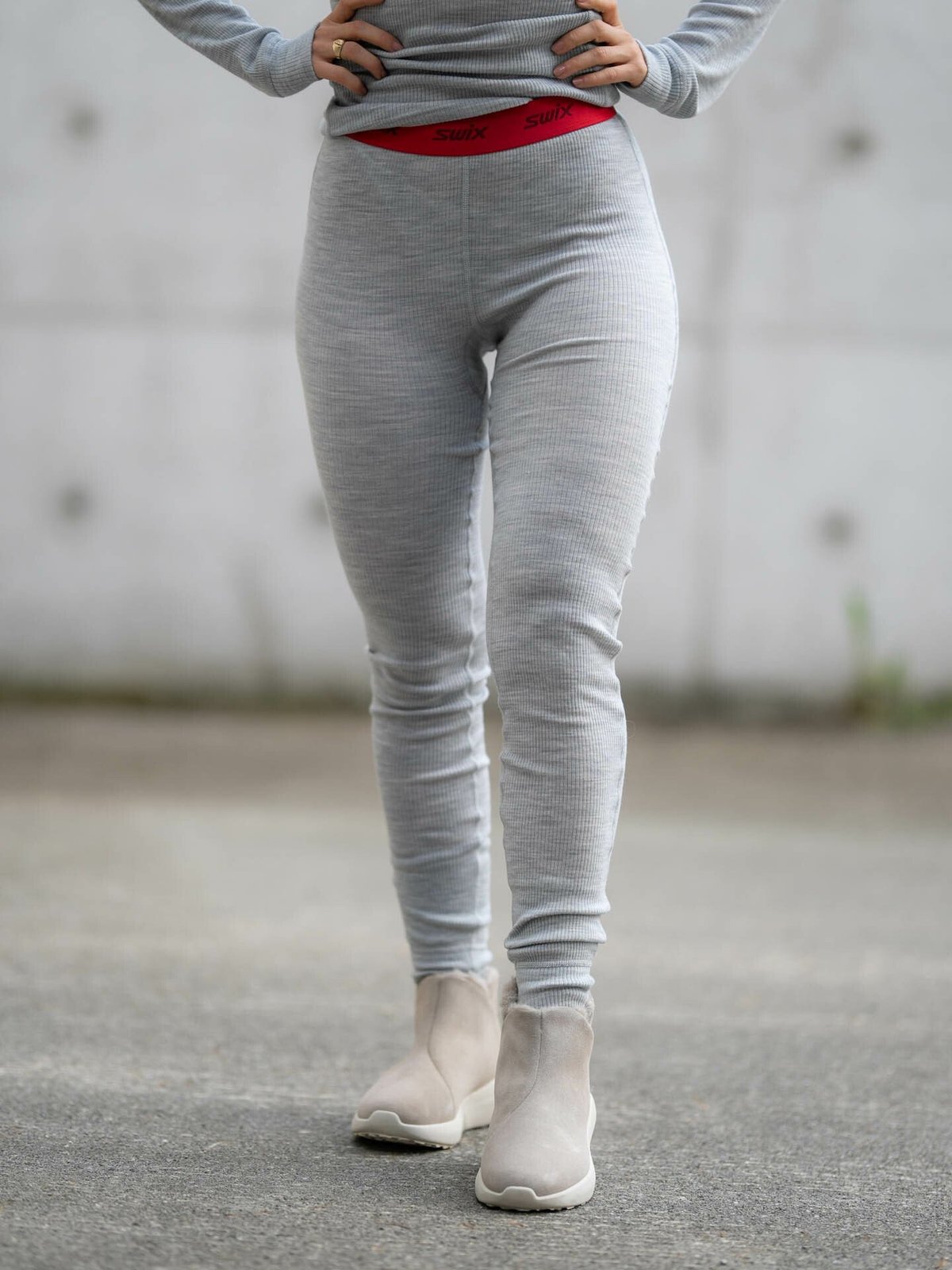 Swix RaceX Merino Pants Light Grey Melange / Swix Red